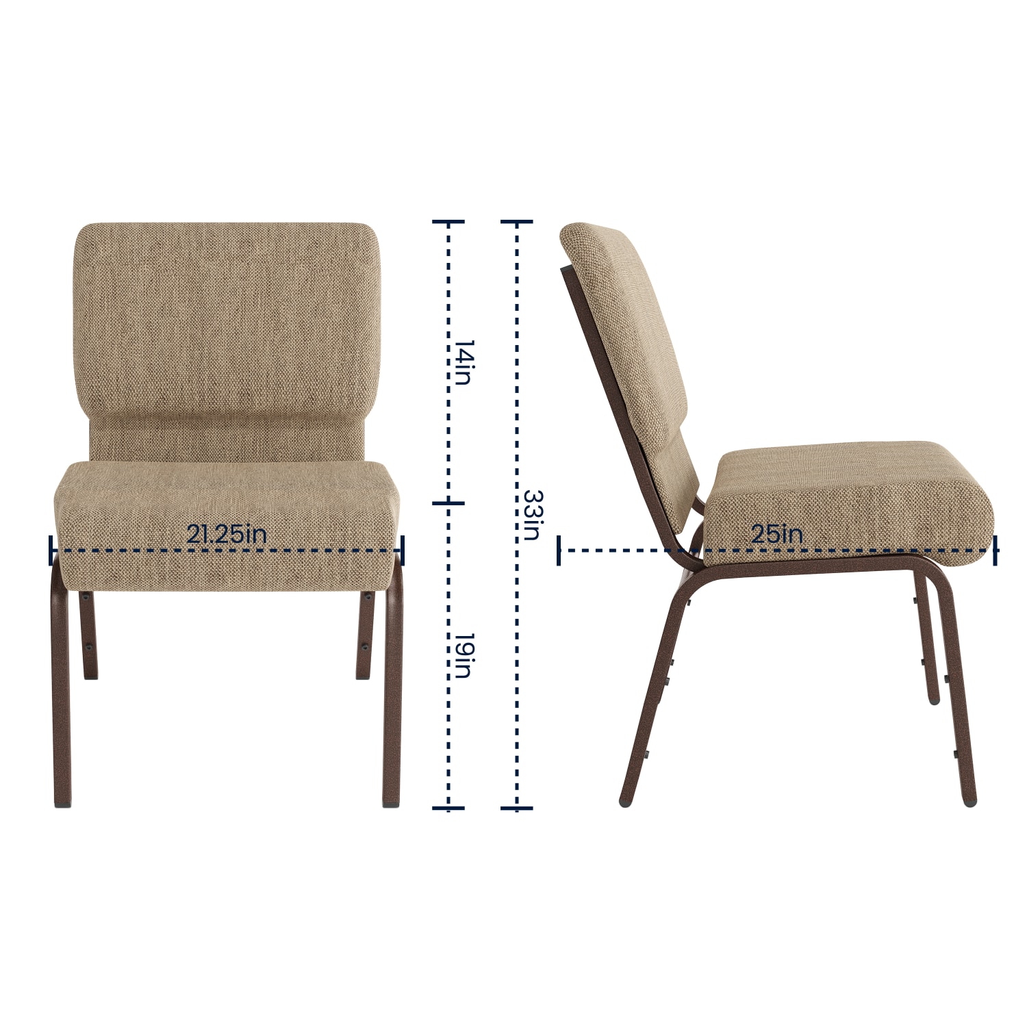Flash Furniture HERCULES Series 21inW Stackable Church Chair, Beige/Coppervein - Image 8