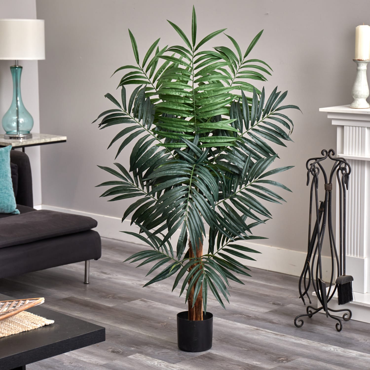 Nearly Natural Bulb Areca 54inH Plastic Tree With Pot, 54inH x 43inW x 38inD, Green - Image 3