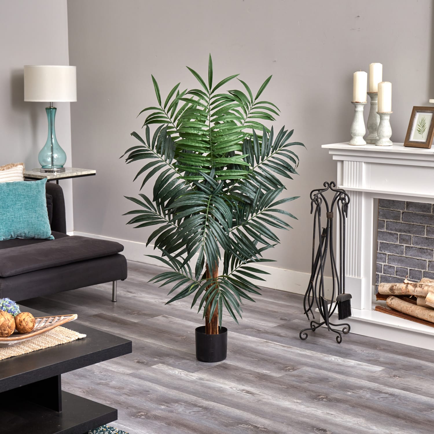 Nearly Natural Bulb Areca 54inH Plastic Tree With Pot, 54inH x 43inW x 38inD, Green - Image 4