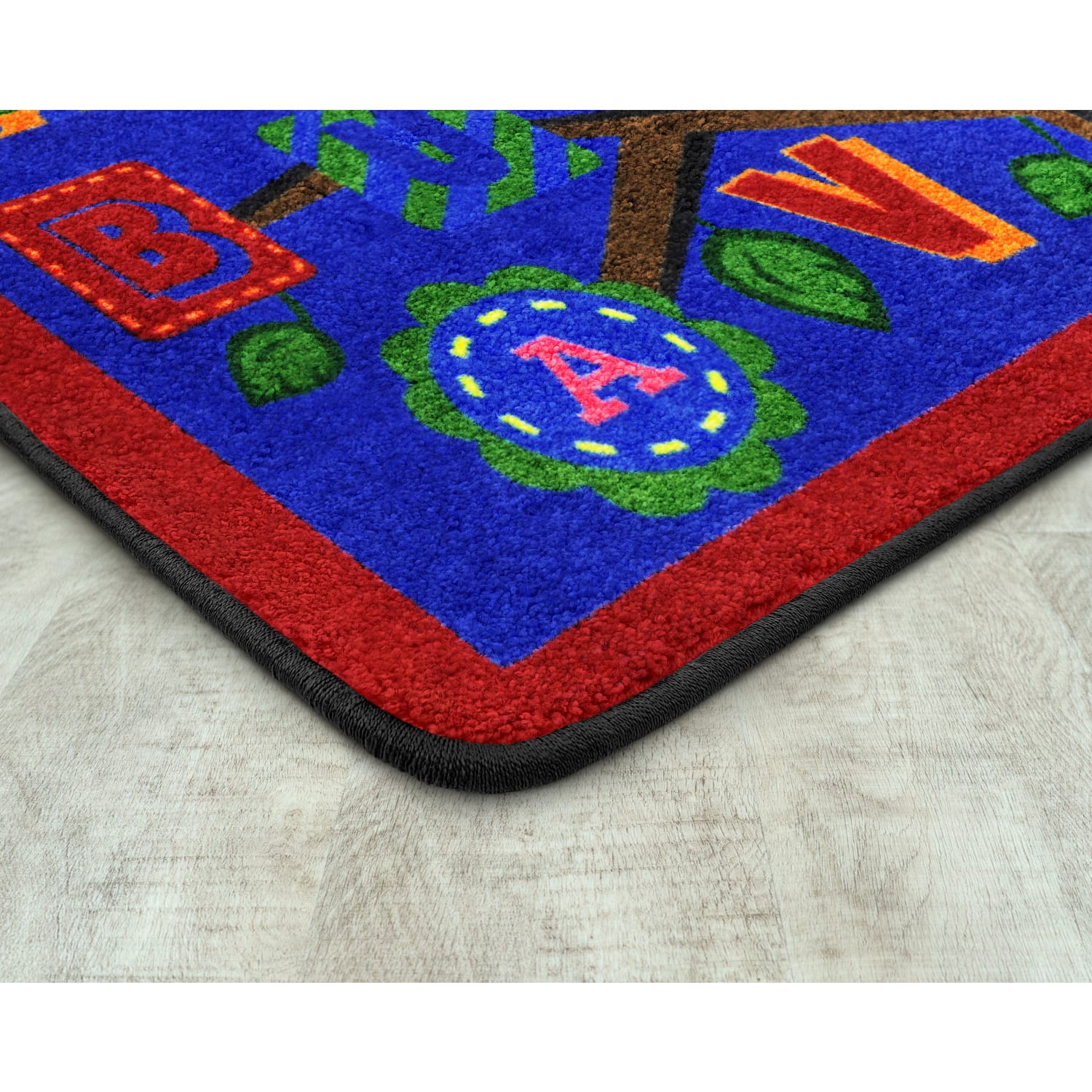 Joy Carpets Kids Essentials Rectangle Area Rug, Alphabet Leaves, 5-1/3ft x 7-33/50ft, Bold Colors - Image 4