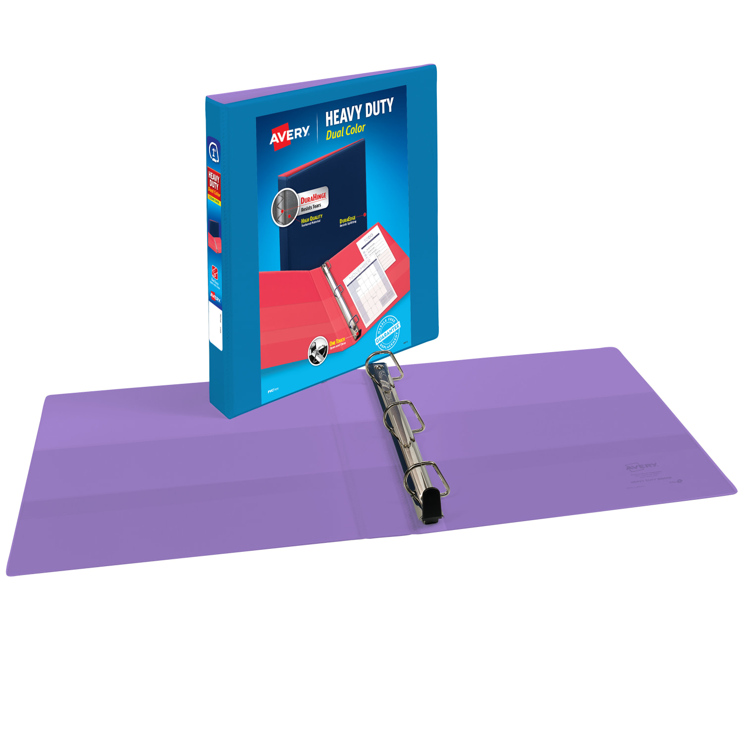 Avery 3-Ring Dual Color Heavy-Duty View Binder, 1in Slant Rings, 49% Recycled, Pool Blue/Lavender - Image 3