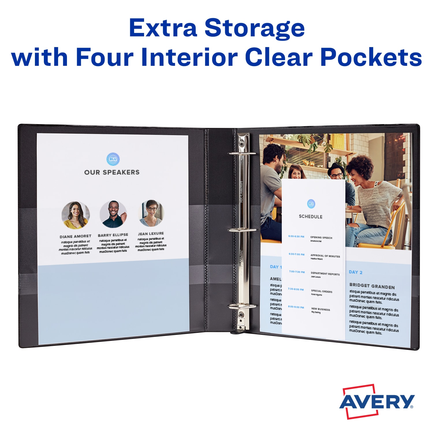 Avery 3-Ring Dual Color Heavy-Duty View Binder, 1in Slant Rings, 49% Recycled, Pool Blue/Lavender - Image 6
