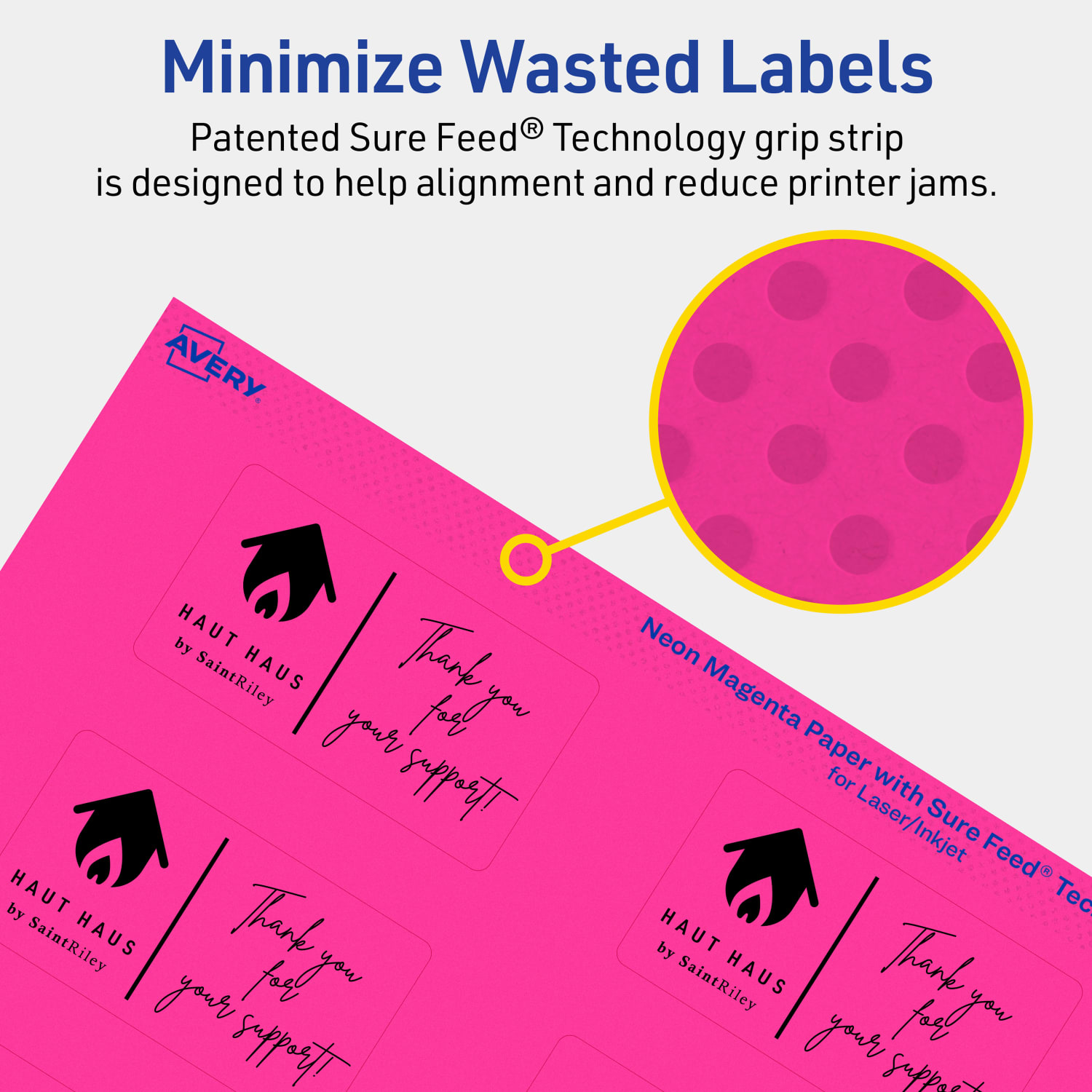 Avery Print-To-The-Edge Labels With Sure Feed Technology And Easy Peel, 94230-NMP40, Rectangle, 1-1/2in x 2-3/4in, Matte Neon Magenta, Pack of 400 - Image 5