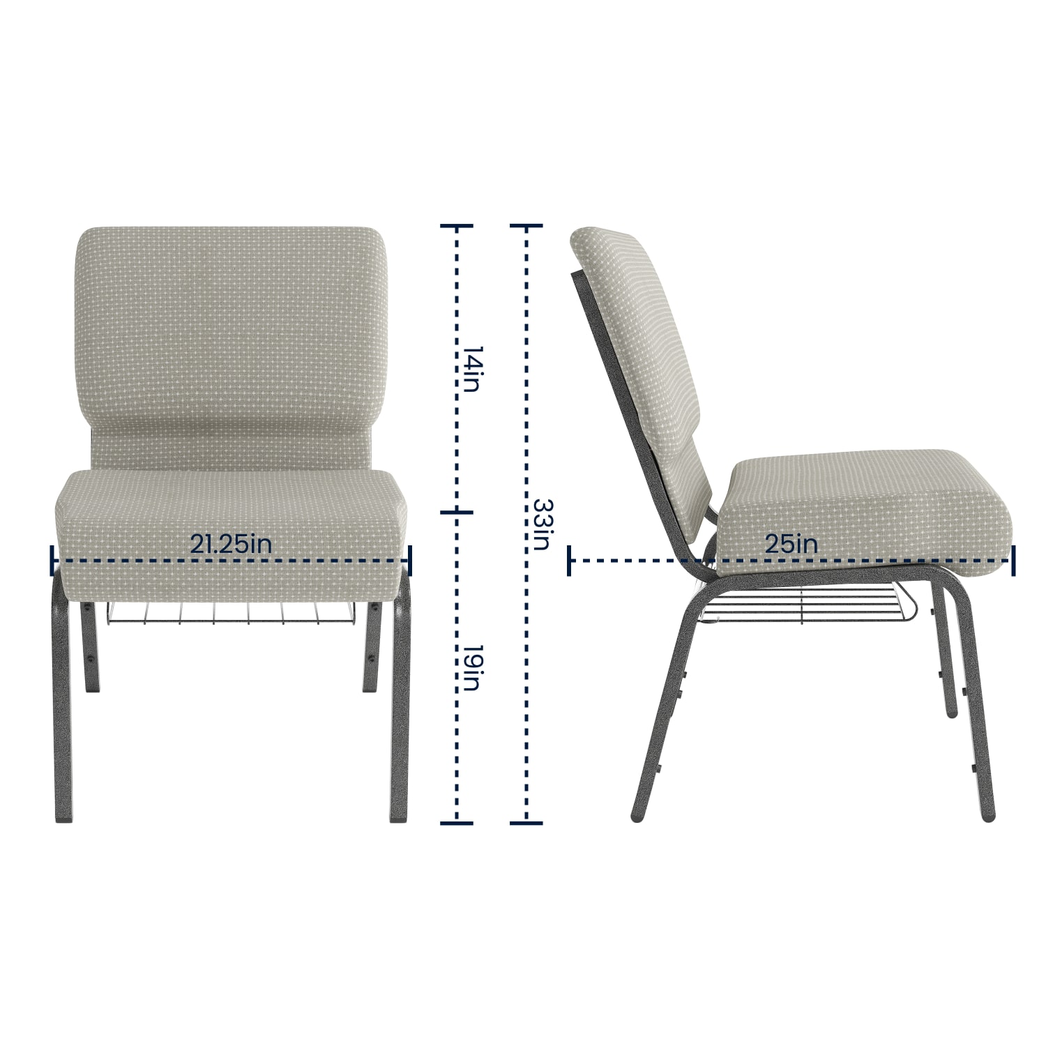 Flash Furniture HERCULES Series Church Chair With Book Rack, Gray Dot/Silver Vein - Image 8