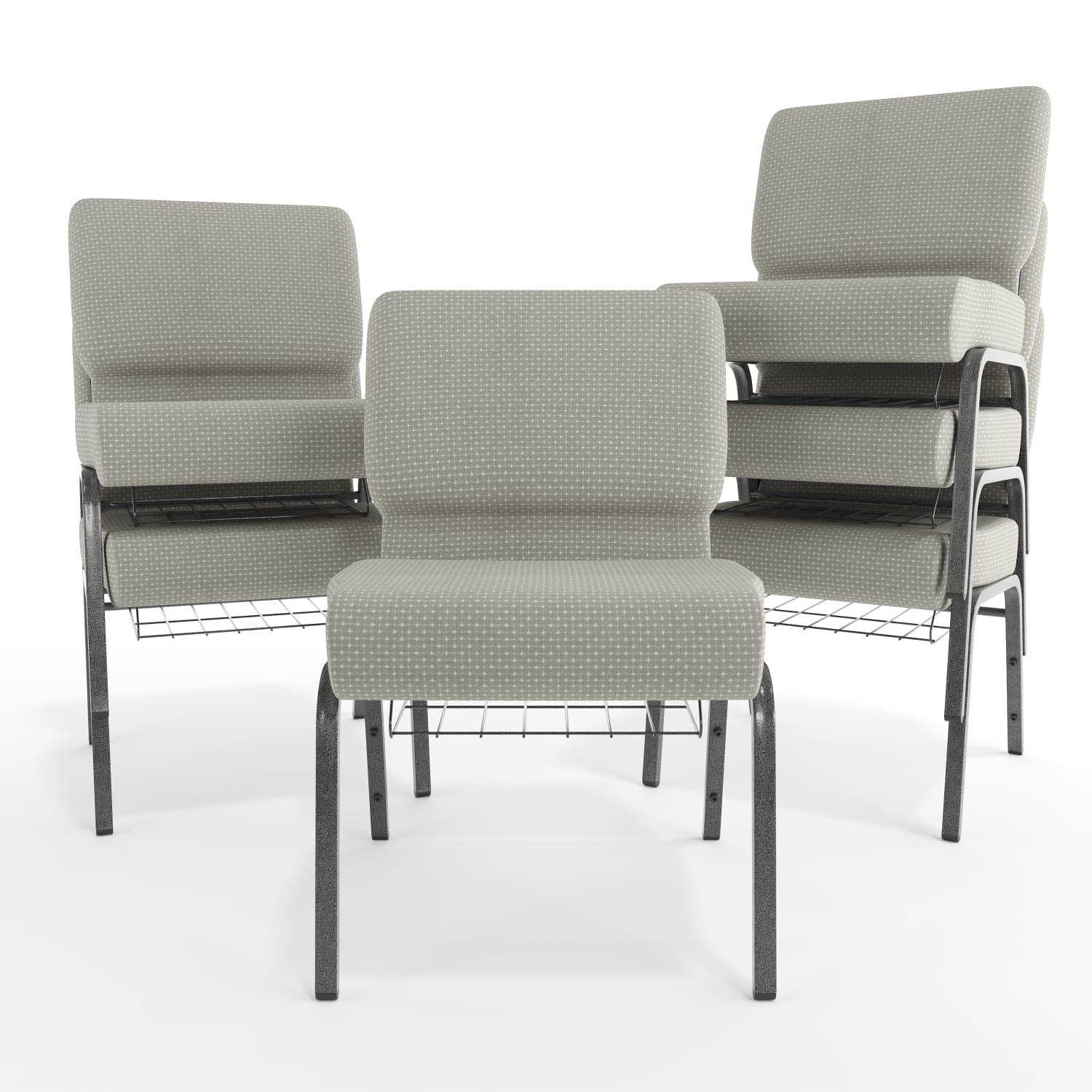 Flash Furniture HERCULES Series Church Chair With Book Rack, Gray Dot/Silver Vein - Image 12