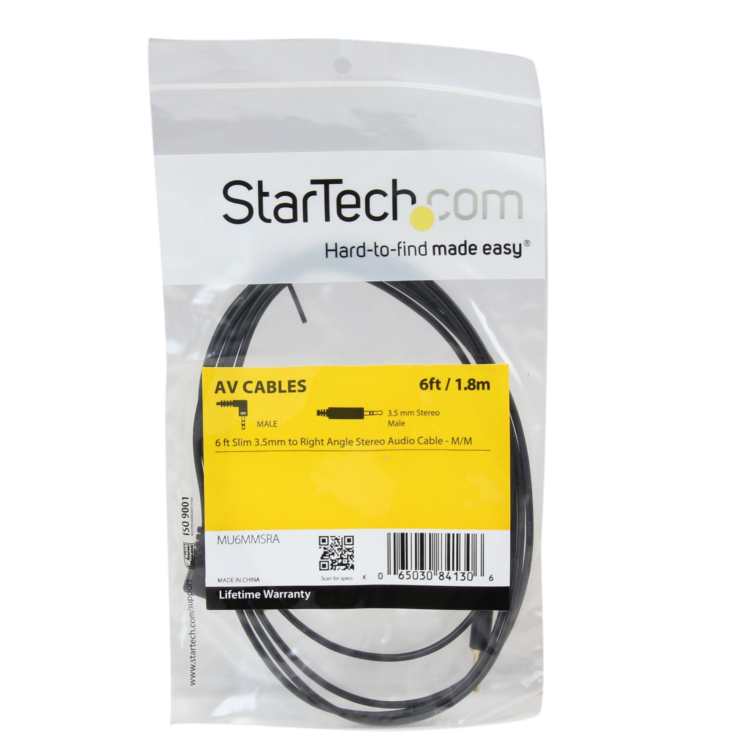 StarTech.com 6 ft Slim 3.5mm to Right Angle Stereo Audio Cable - M/M - Easily connect an iPod or other MP3 player to a car stereo - Image 5