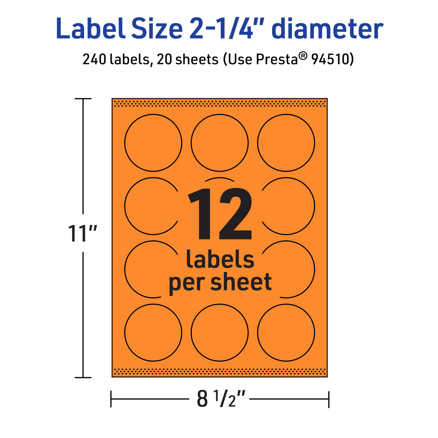 Avery Print-To-The-Edge Labels With Sure Feed Technology And Easy Peel Label Feature, 94510-BOP20, Round, 2-1/4in, Matte Bright Orange, Pack of 240 - Image 6