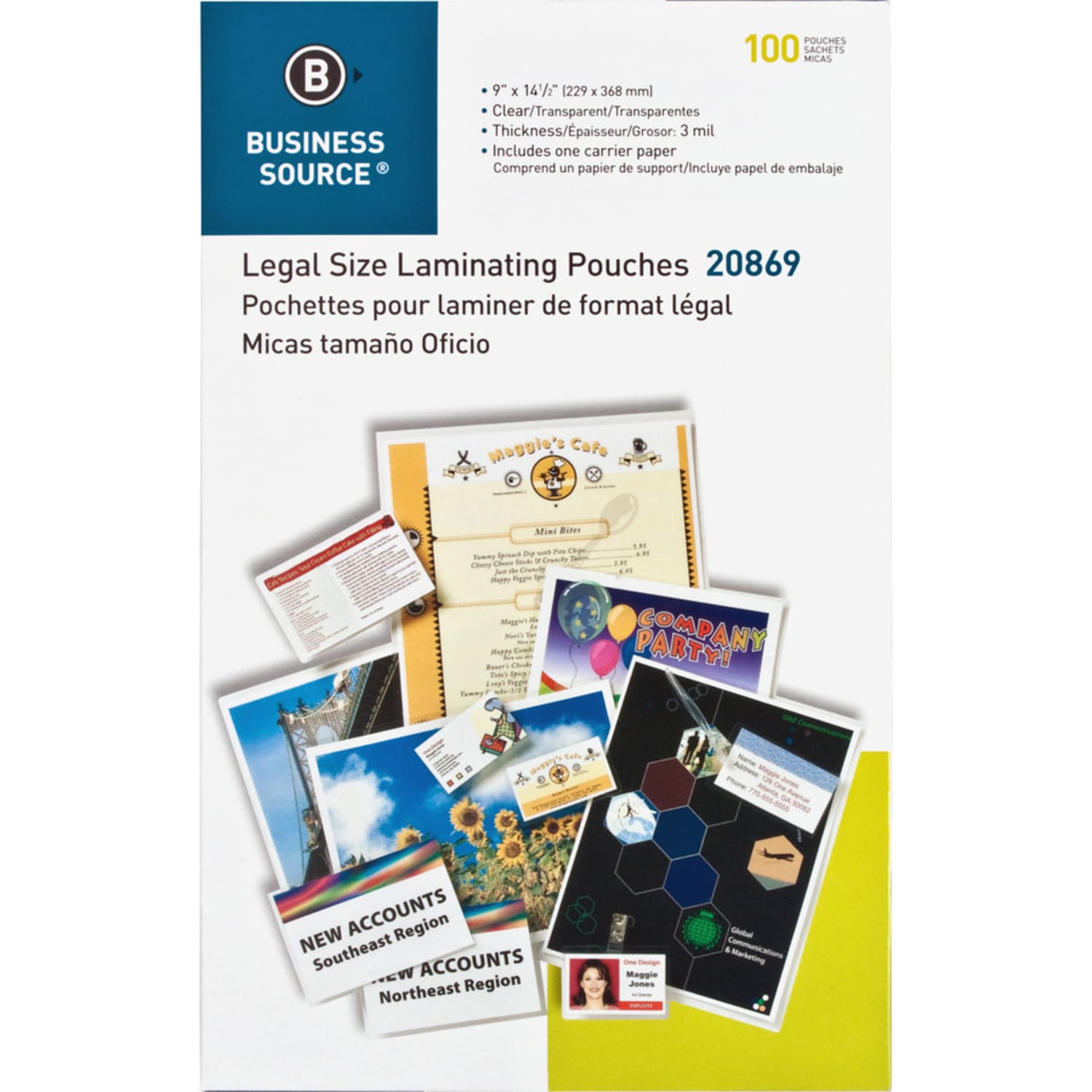 Business Source 3 mil Legal-Size Laminating Pouches - Laminating Pouch/Sheet Size: 9inx 14.50inx3 mil Thickness -  - 20869 - Image 3