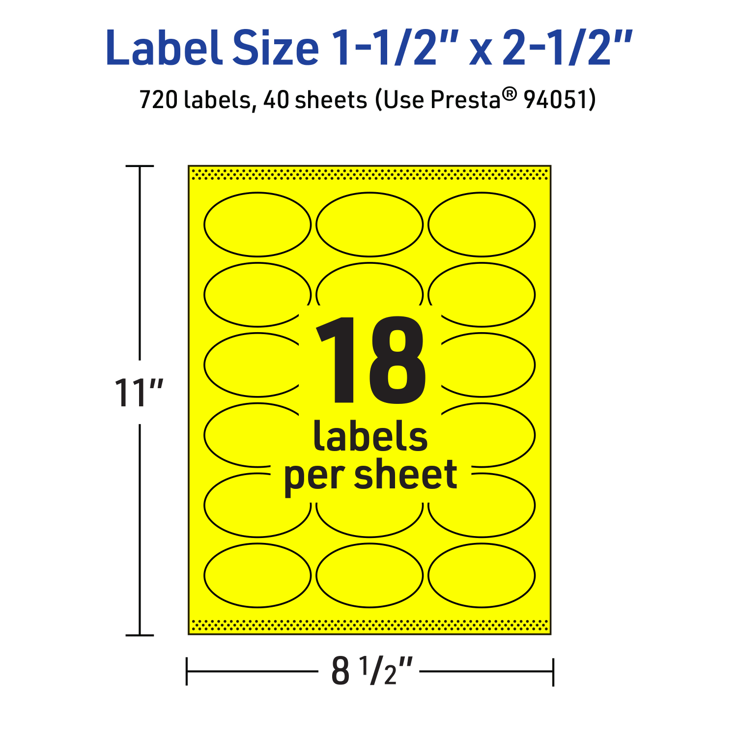 Avery Printable Labels With Sure Feed Technology, 94051-NYP40, Oval, 1-1/2in x 2-1/2in, Matte Neon Yellow, Pack of 720 - Image 6