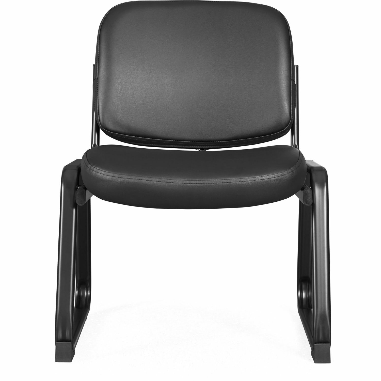 Lorell Deluxe Leather Guest Chair - Plywood, Leather Seat Material - Plywood, Leather Back Material - Powder Coated Frame Color - Metal Frame Material - Sled Base - Black - 1 Each - Image 3