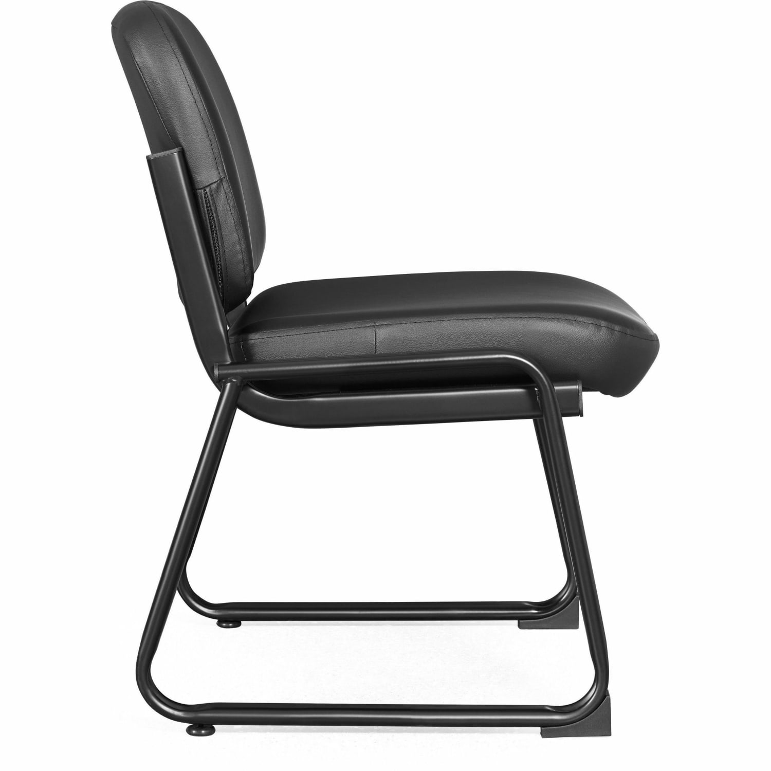 Lorell Deluxe Leather Guest Chair - Plywood, Leather Seat Material - Plywood, Leather Back Material - Powder Coated Frame Color - Metal Frame Material - Sled Base - Black - 1 Each - Image 4