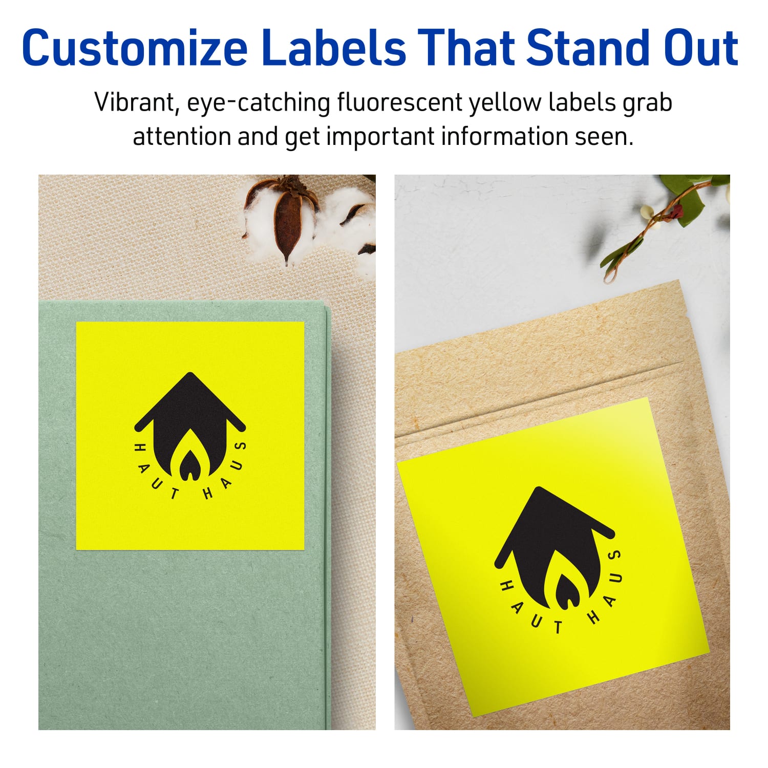 Avery Printable Labels With Sure Feed Technology, 94100-NYP40, Square, 4in x 4in, Matte Neon Yellow, Pack of 160 - Image 4
