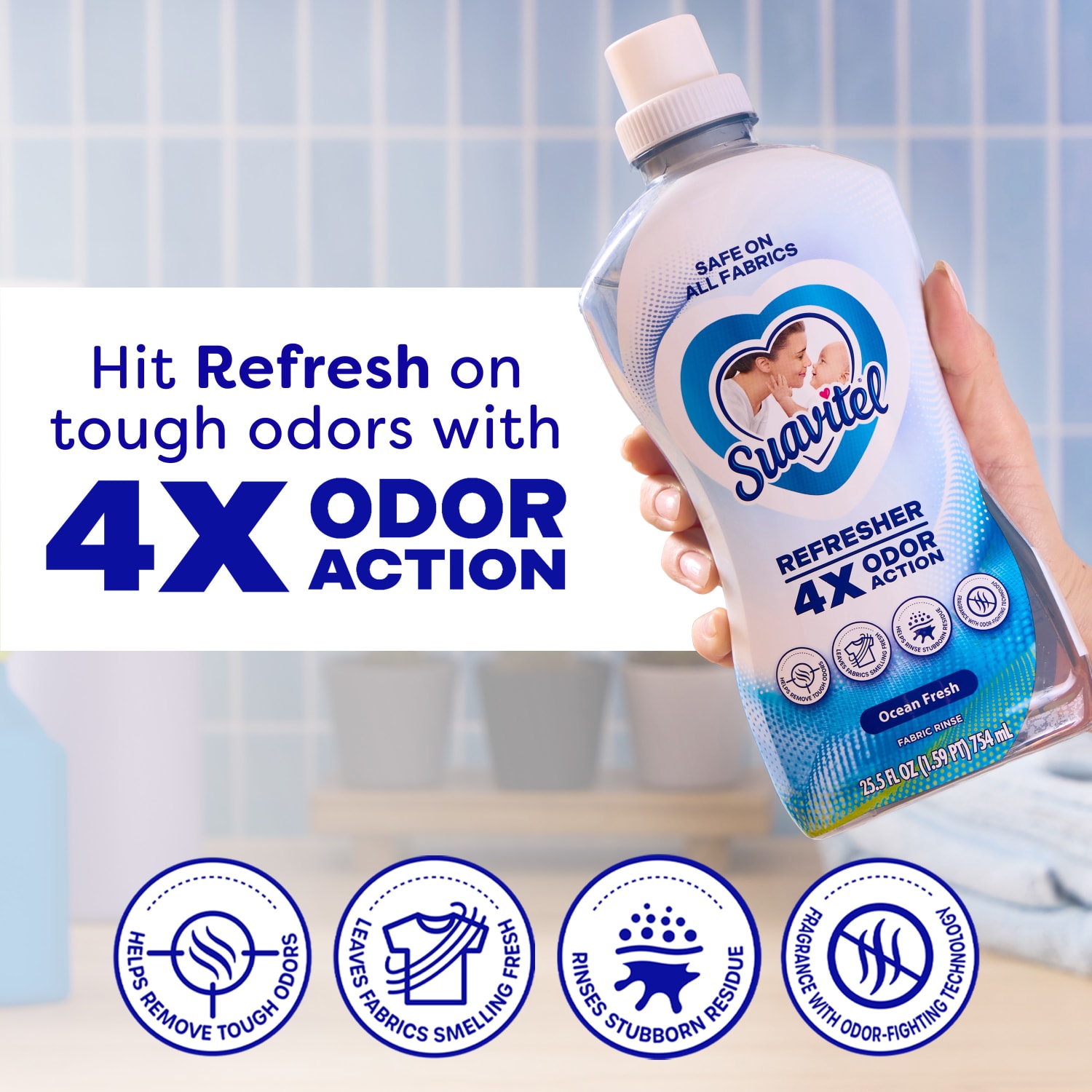 Suavitel Refresher Fabric Rinse, Ocean Fresh Scent, 25.5 Oz, Case Of 10 Bottles - Image 6