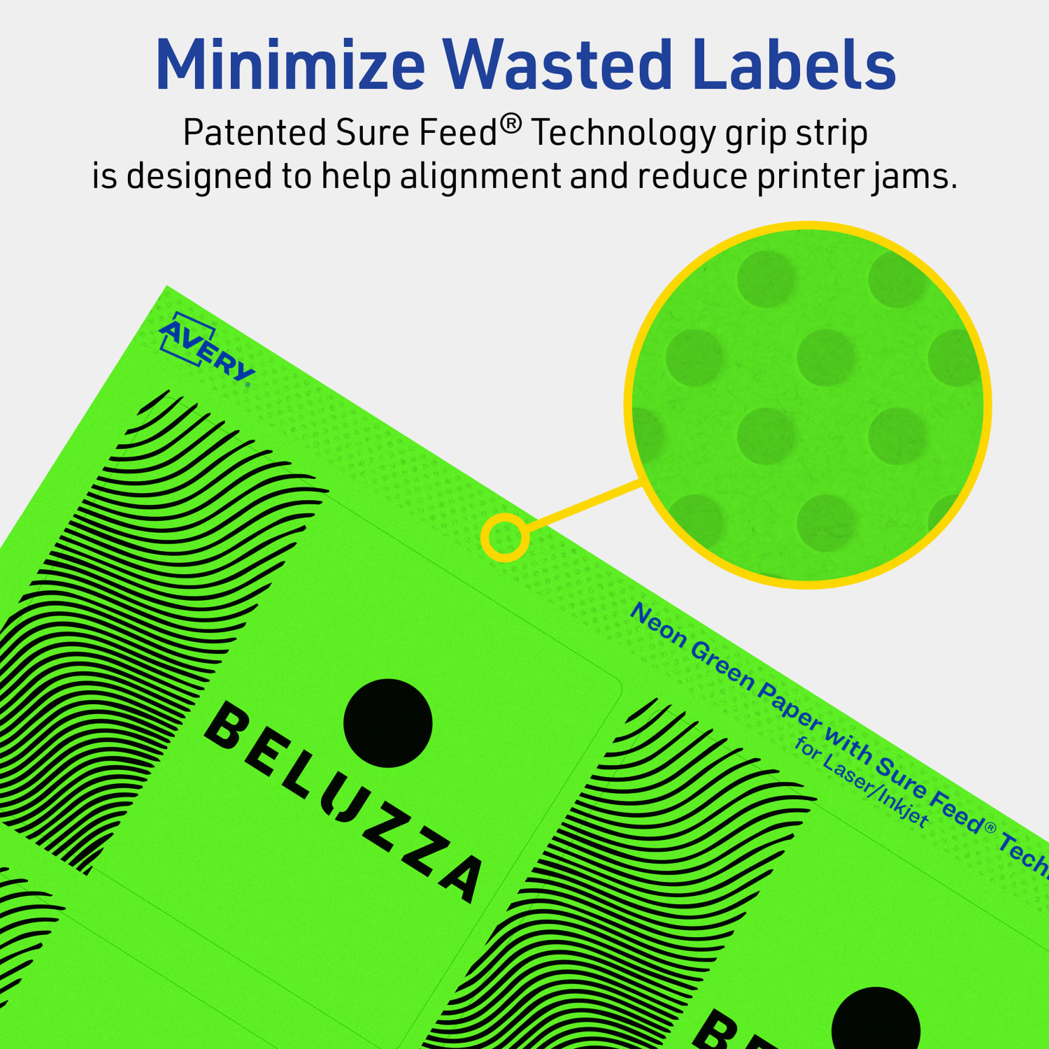 Avery Print-To-The-Edge Labels With Sure Feed Technology And Easy Peel, 94248-NGP10, Rectangle, 3in x 3-3/4in, Matte Neon Green, Pack of 60 - Image 5