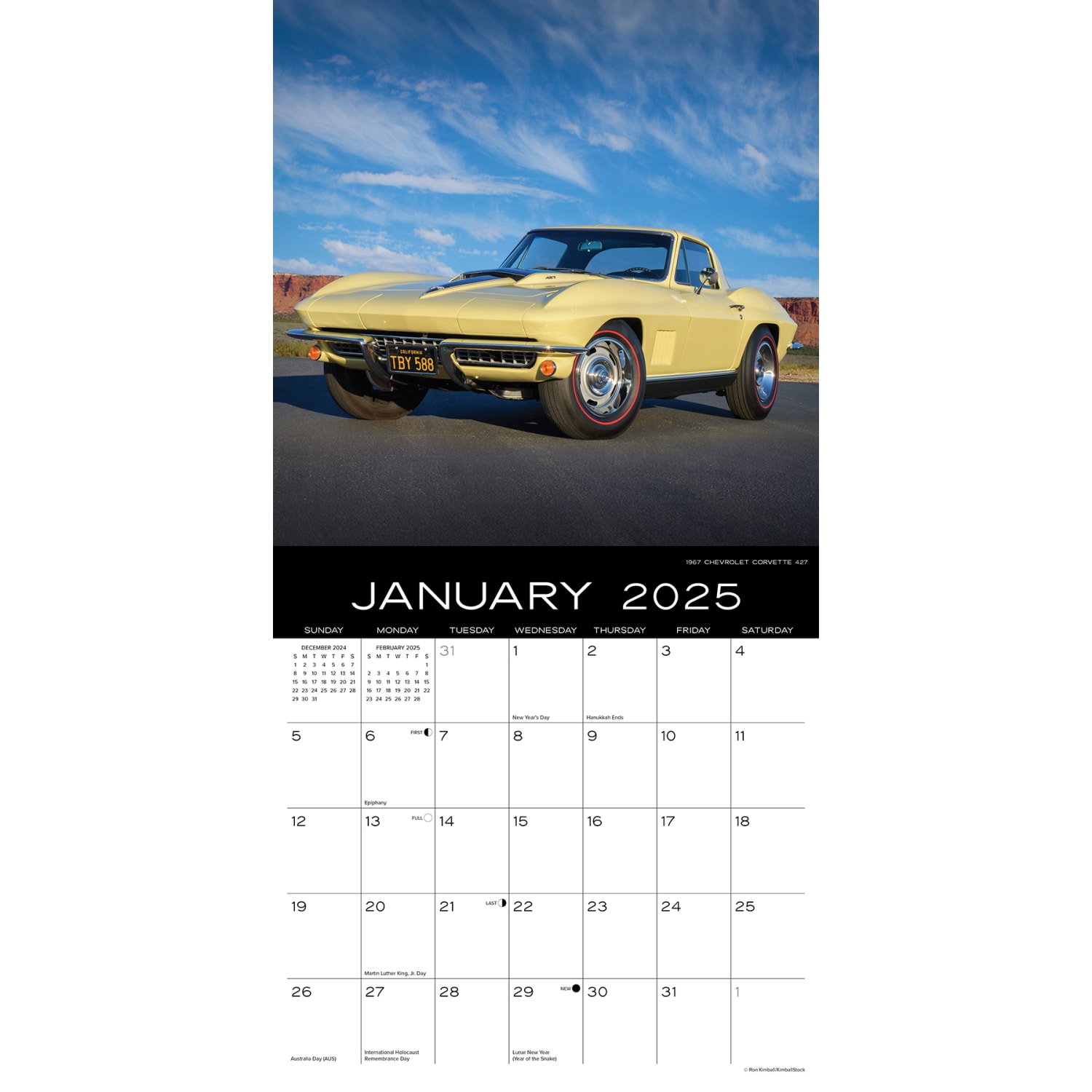 2025 Willow Creek Press Monthly Wall Calendar With Foil Cover, 12in x 12in, Corvette, January To December 2025 - Image 3