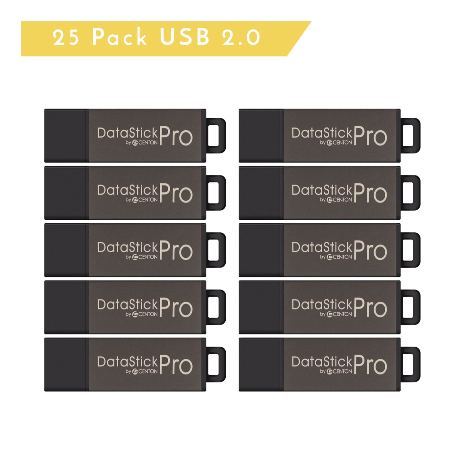 Centon DataStick Pro USB 2.0 Flash Drives, 8GB, Pro Gray, Pack Of 25 Flash Drives, S1-U2P1-8G25PK - Image 5