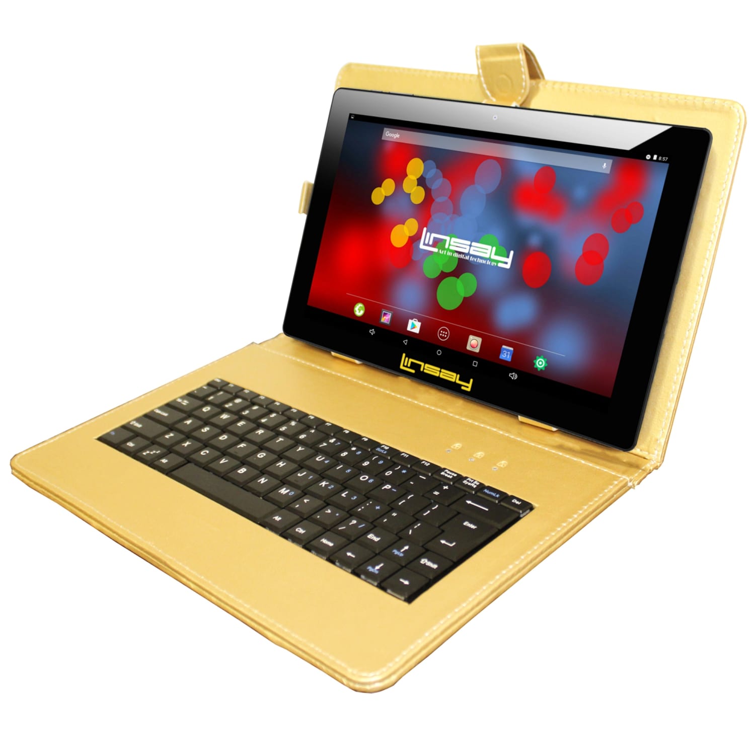 Linsay F10IPS Tablet, 10.1in Screen, 2GB Memory, 64GB Storage, Android 13, Golden Keyboard, F10XIPSBDGP - Image 3