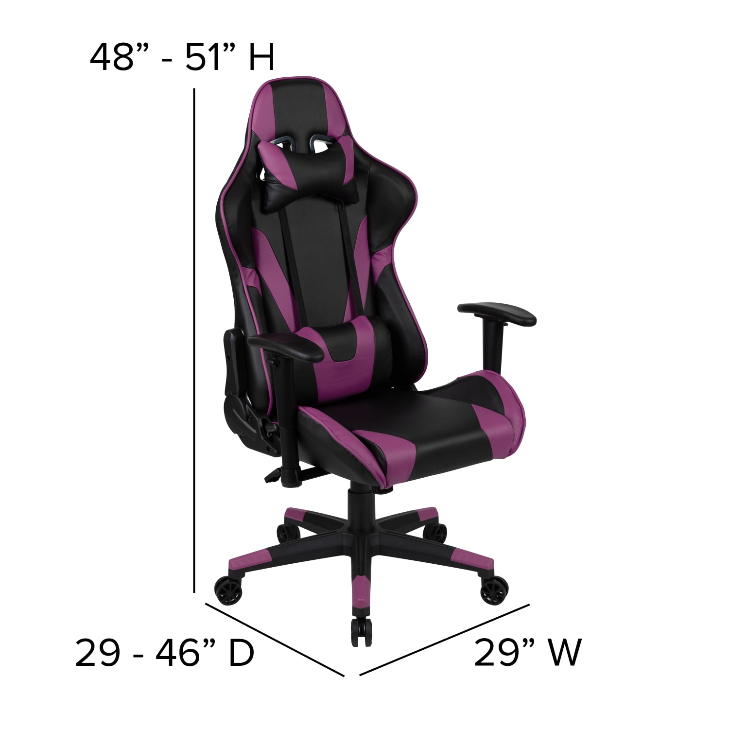 Flash Furniture X20 Ergonomic LeatherSoft High-Back Racing Gaming Chair, Purple - Image 7