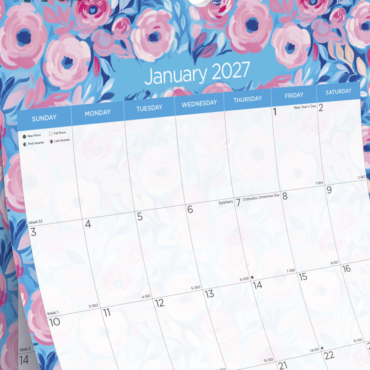 2027 Blueline Colorful Monthly Wall Calendar, 12in x 17in, Floral, January To December, C173128, Total Qty 1 - Image 6