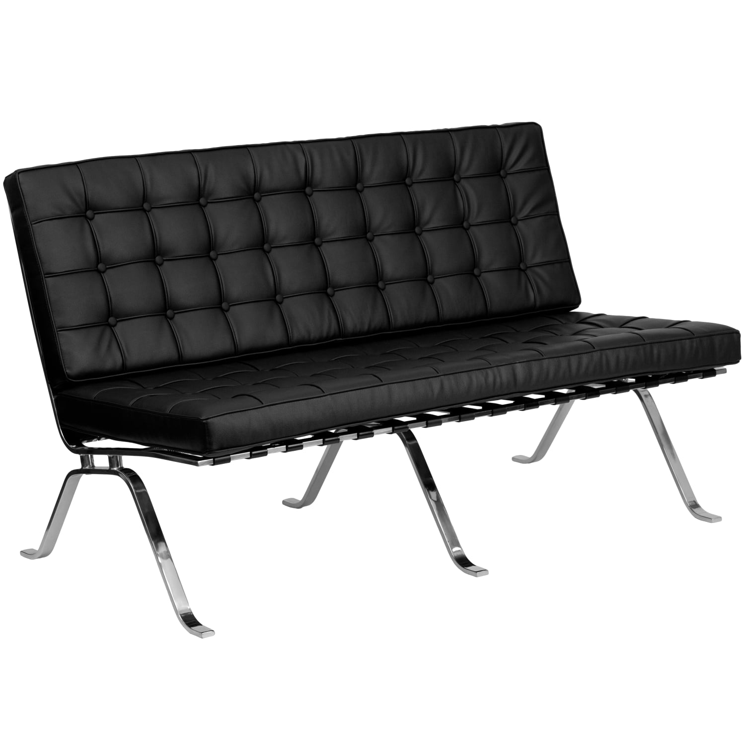 Flash Furniture HERCULES Flash Series LeatherSoft Loveseat with Curved Legs, Black