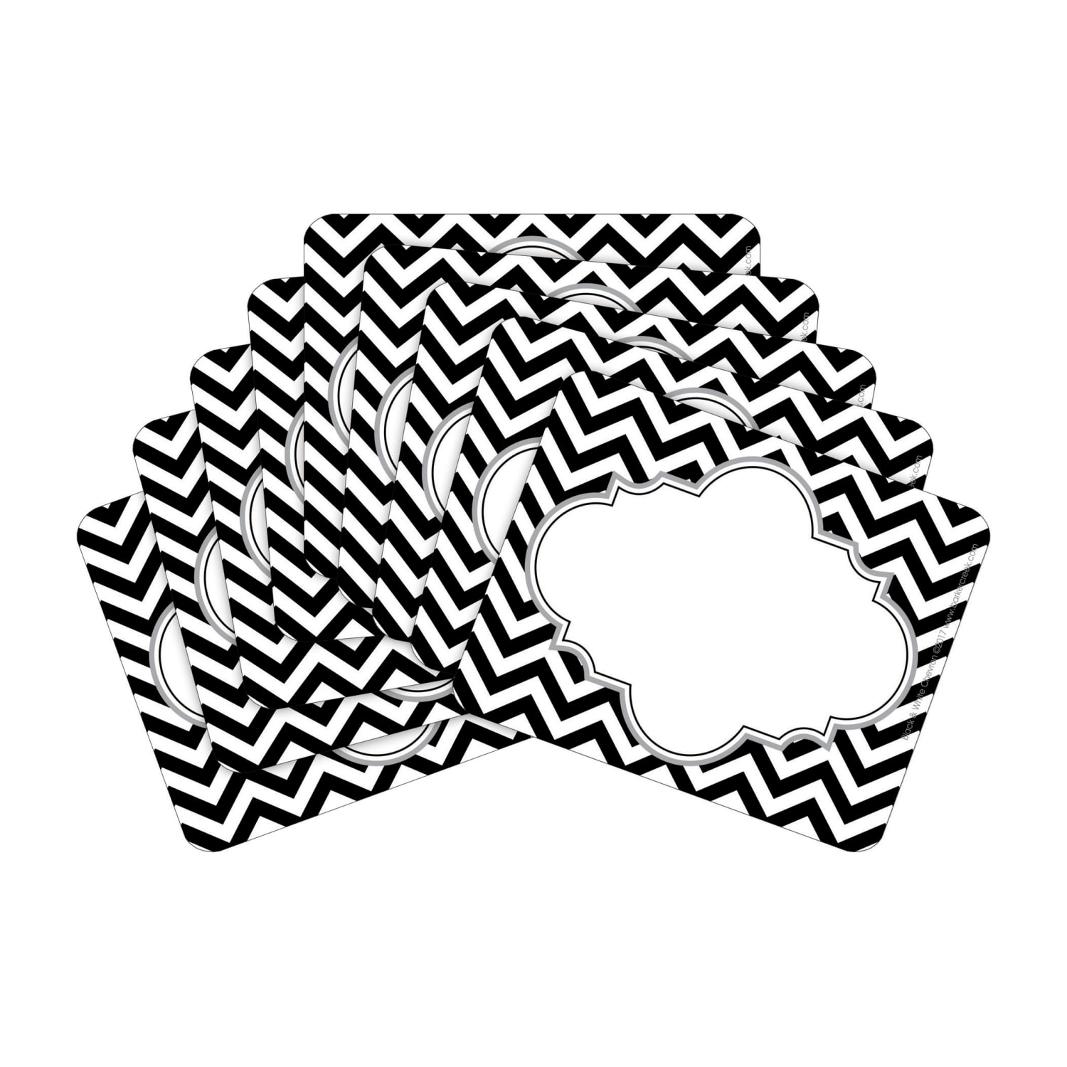 Barker Creek Name Tags, 2 -3/4" x 3 1/2", Chevron, 45 Name Tags Per Pack, Black/White, Case Of 2 Packs