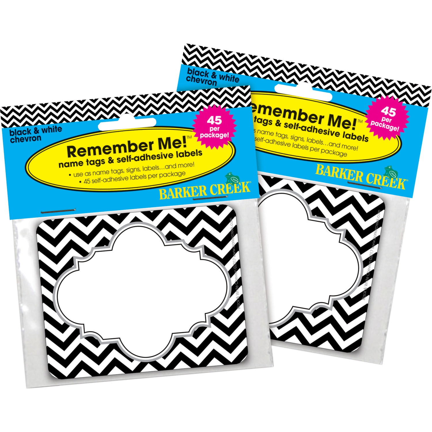 Barker Creek Name Tags, 2 -3/4" x 3 1/2", Chevron, 45 Name Tags Per Pack, Black/White, Case Of 2 Packs - Image 4