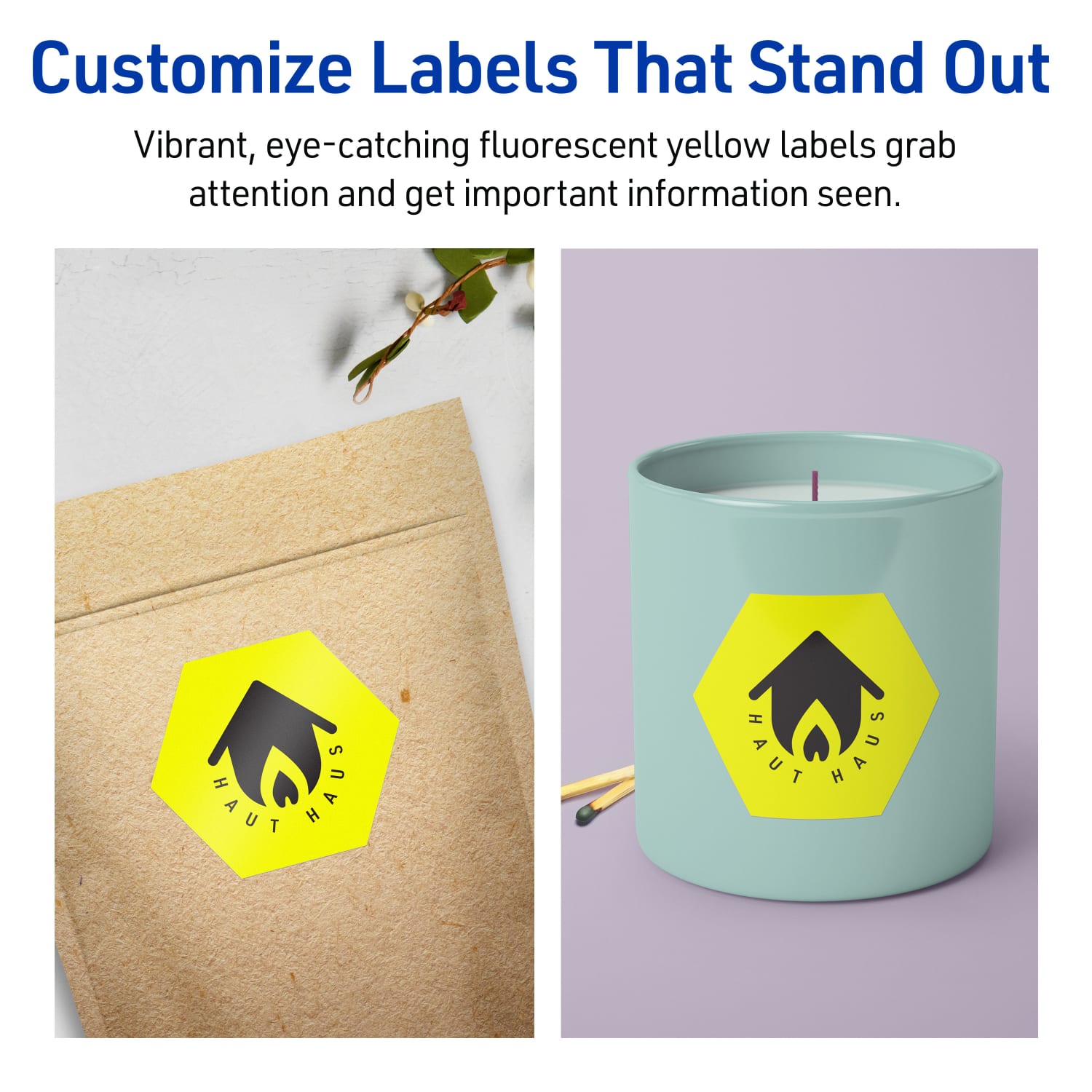 Avery Print-To-The-Edge Labels With Sure Feed Technology, 94121-NYP20, Hexagon, 2-1/2in x 2-57/64in, Matte Neon Yellow, Pack of 120 - Image 4