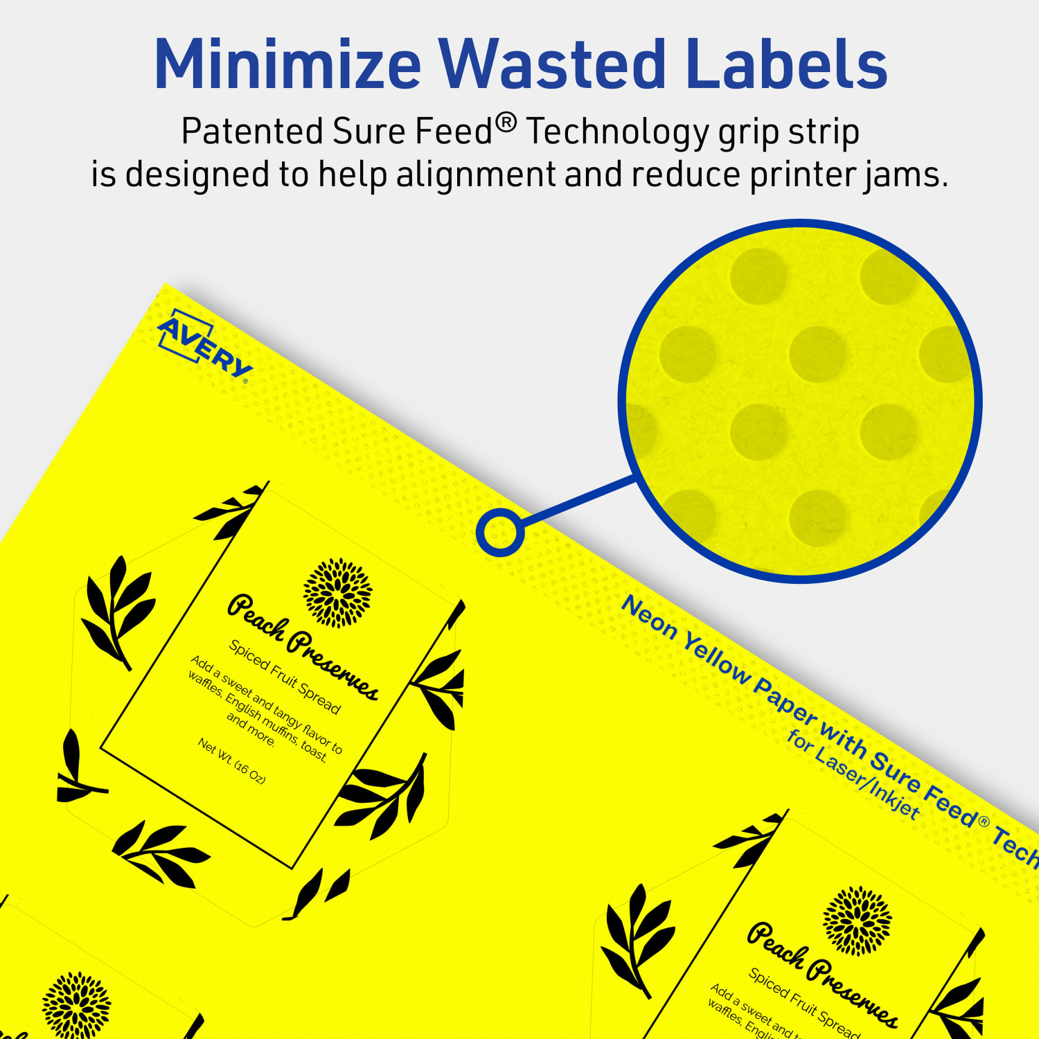 Avery Print-To-The-Edge Labels With Sure Feed Technology, 94121-NYP20, Hexagon, 2-1/2in x 2-57/64in, Matte Neon Yellow, Pack of 120 - Image 5