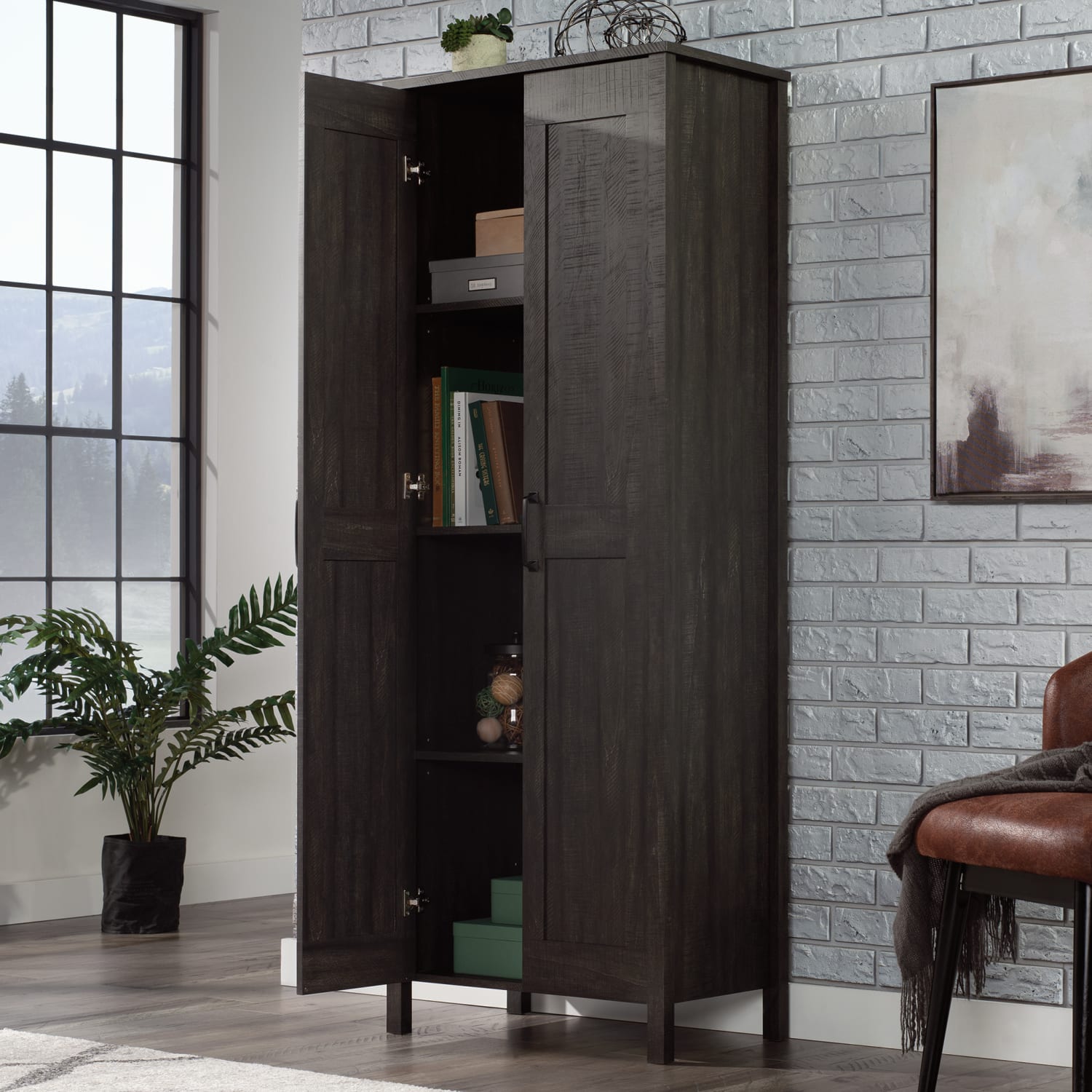 Sauder Select 27inW 2-Door Storage Cabinet, Blade Walnut - Image 4
