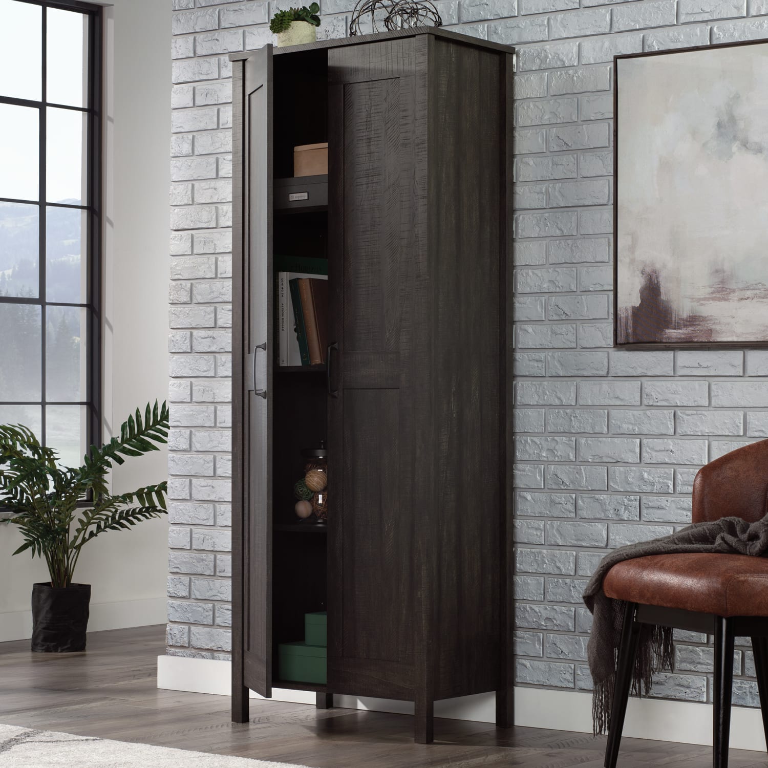 Sauder Select 27inW 2-Door Storage Cabinet, Blade Walnut - Image 6