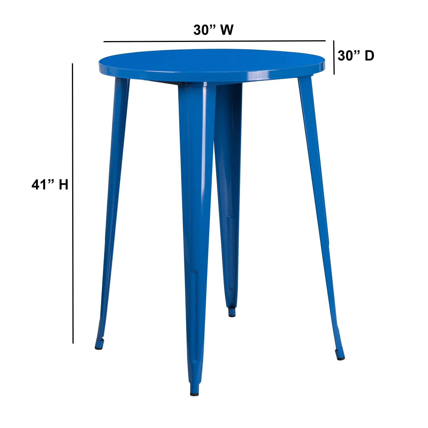 Flash Furniture Commercial Grade 30in Round Metal Indoor-Outdoor Bar Height Table, Blue - Image 3