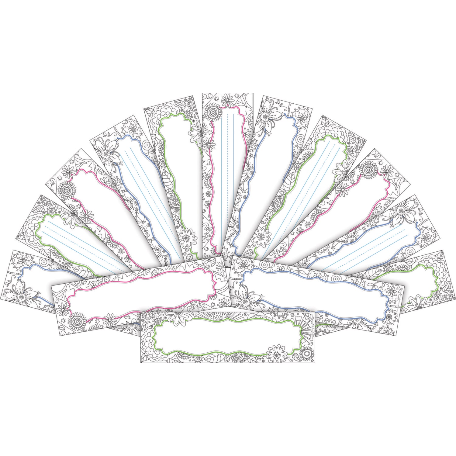 Barker Creek Double-Sided Name Plates, 12in x 3 1/2in, Color Me Garden, Pack Of 72 Name Plates - Image 3