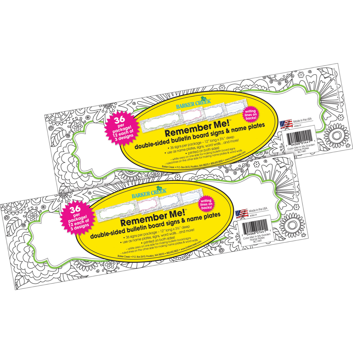 Barker Creek Double-Sided Name Plates, 12in x 3 1/2in, Color Me Garden, Pack Of 72 Name Plates - Image 4