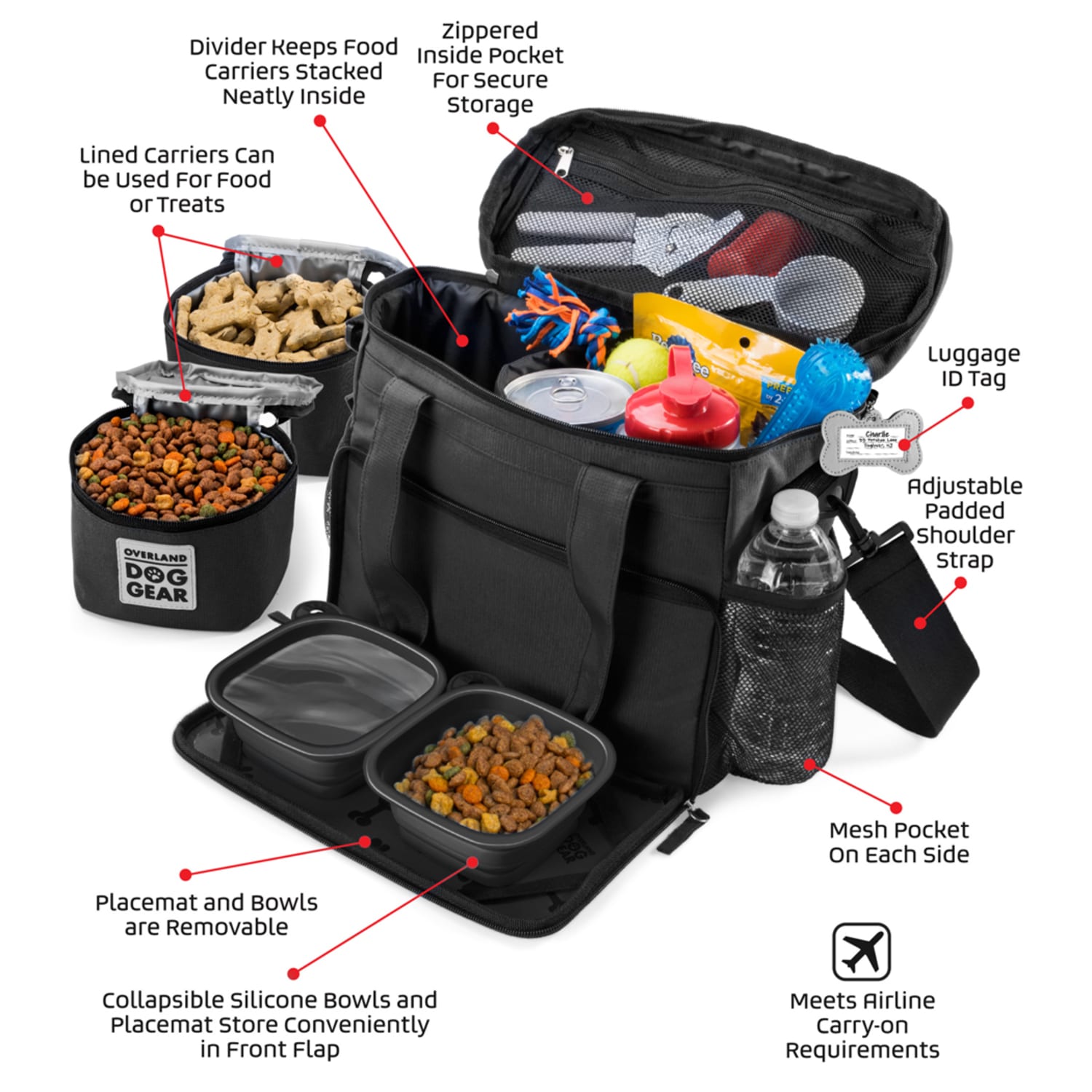 Mobile Dog Gear Week Away Bag For Small Dogs, 11inH x 6inW x 12inD, Black - Image 5