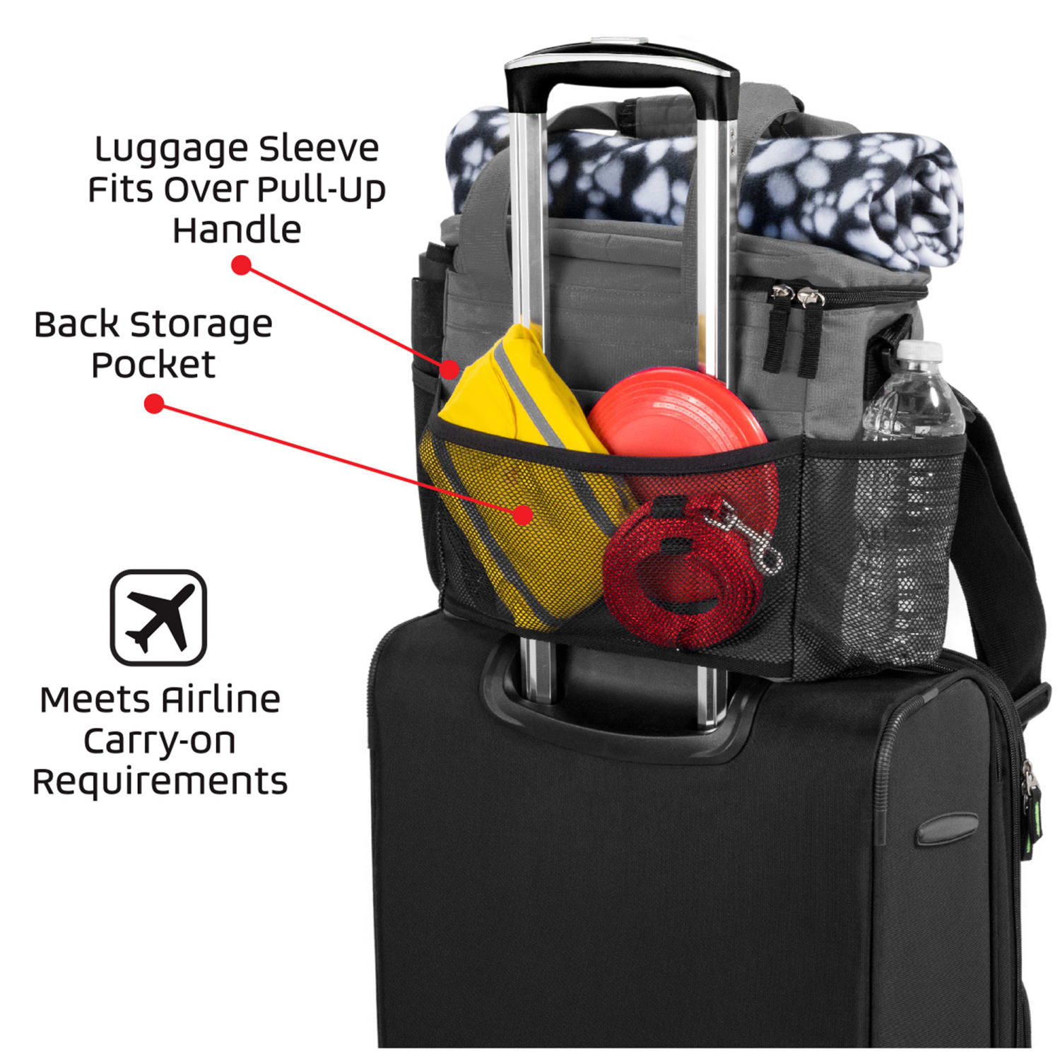 Mobile Dog Gear Week Away Bag For Small Dogs, 11inH x 6inW x 12inD, Black - Image 6