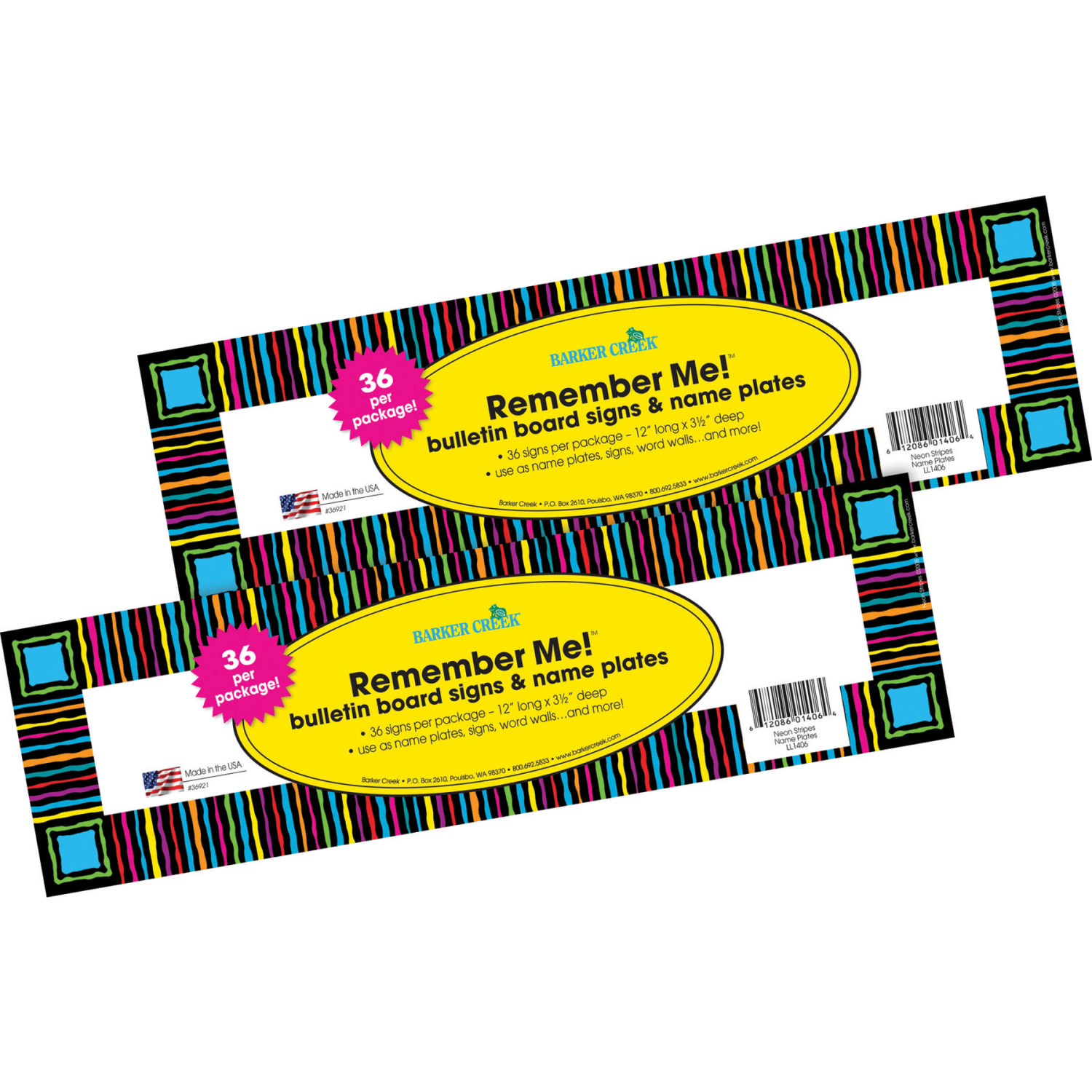Barker Creek Single-Sided Name Plates, 12in x 3 1/2in, Neon, Pack Of 72 Name Plates - Image 4
