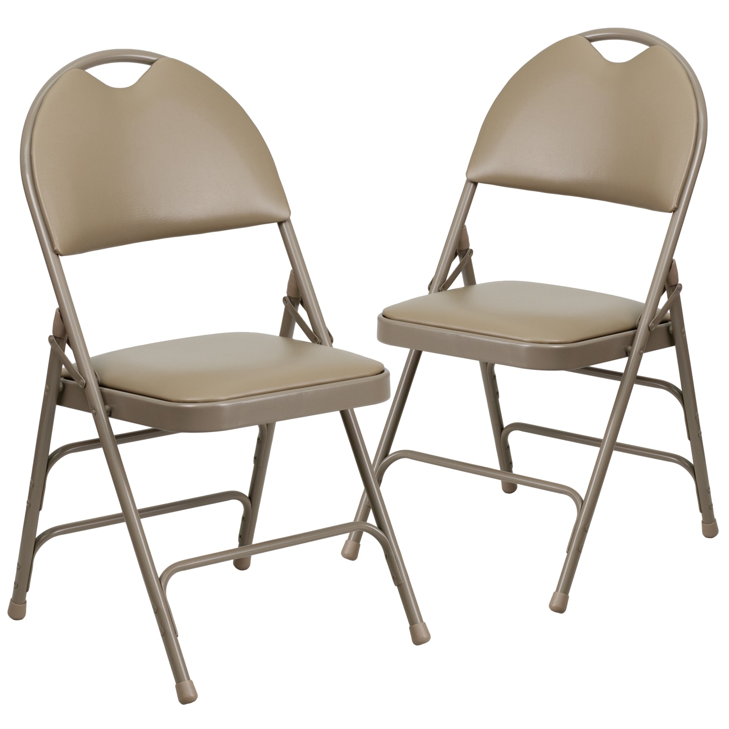 Flash Furniture HERCULES Series Extra-Large Ultra-Premium Triple-Braced Metal/Vinyl Folding Chairs With Easy-Carry Handles, Beige, Pack Of 2 Chairs - Image 4