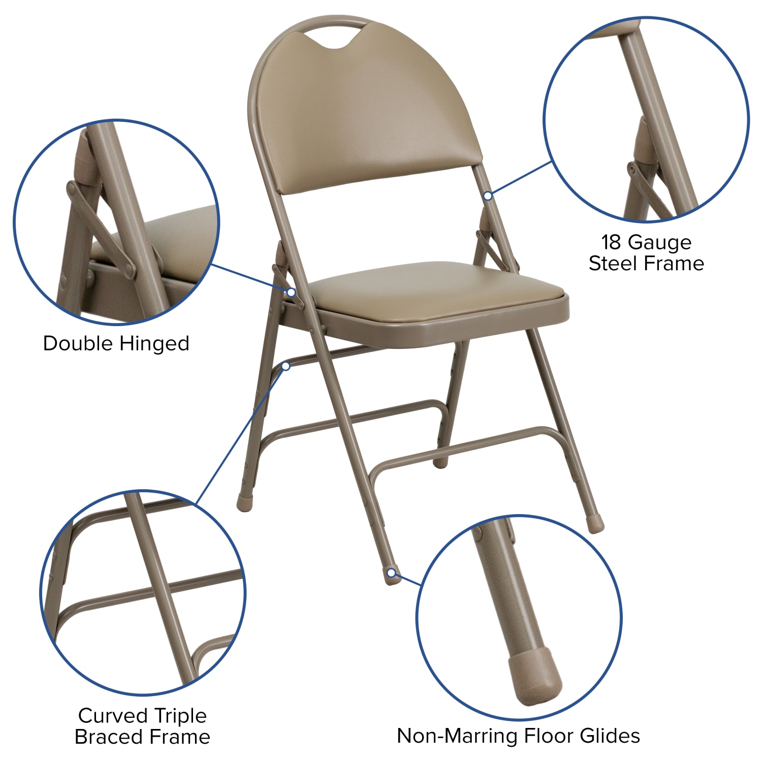 Flash Furniture HERCULES Series Extra Large Ultra Premium Triple Braced MetalVinyl Folding Chairs With Easy Carry Handles Beige Pack Of 2 Chairs PopularChairscom
