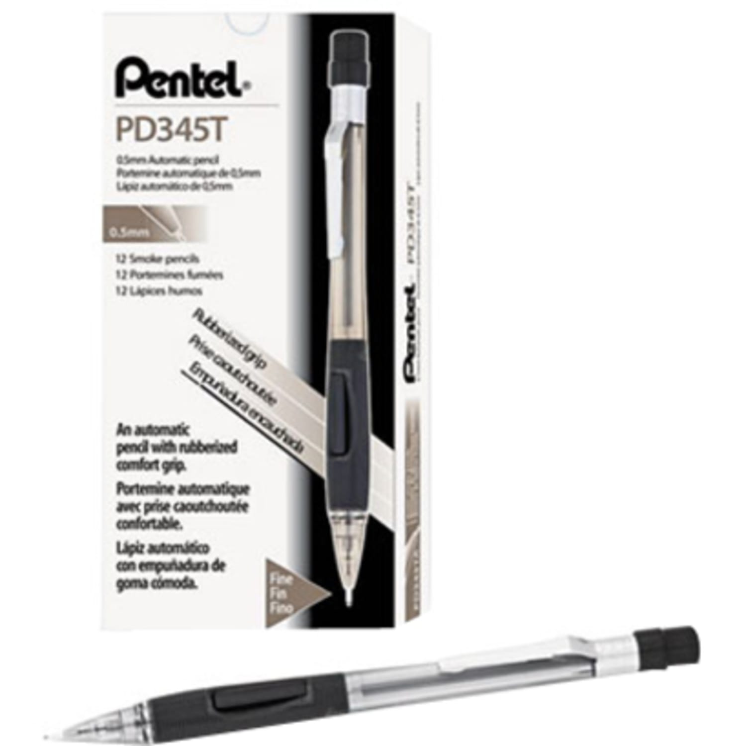 Pentel Quicker-Clicker Mechanical Pencil, 0.5mm, #2 Lead, Transparent Black Barrel - Image 4
