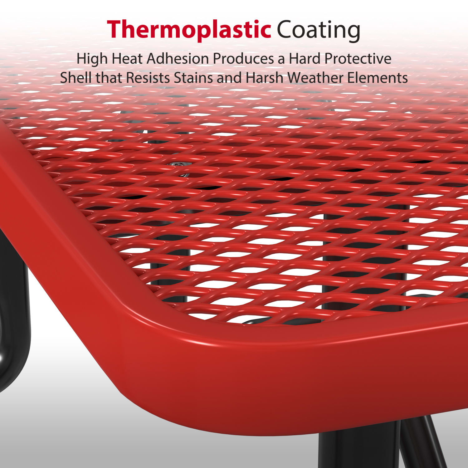 Leisure Craft Rectangle Outdoor Picnic Table, 29-11/16inH x 72inW x 62inD, Black/Red - Image 5