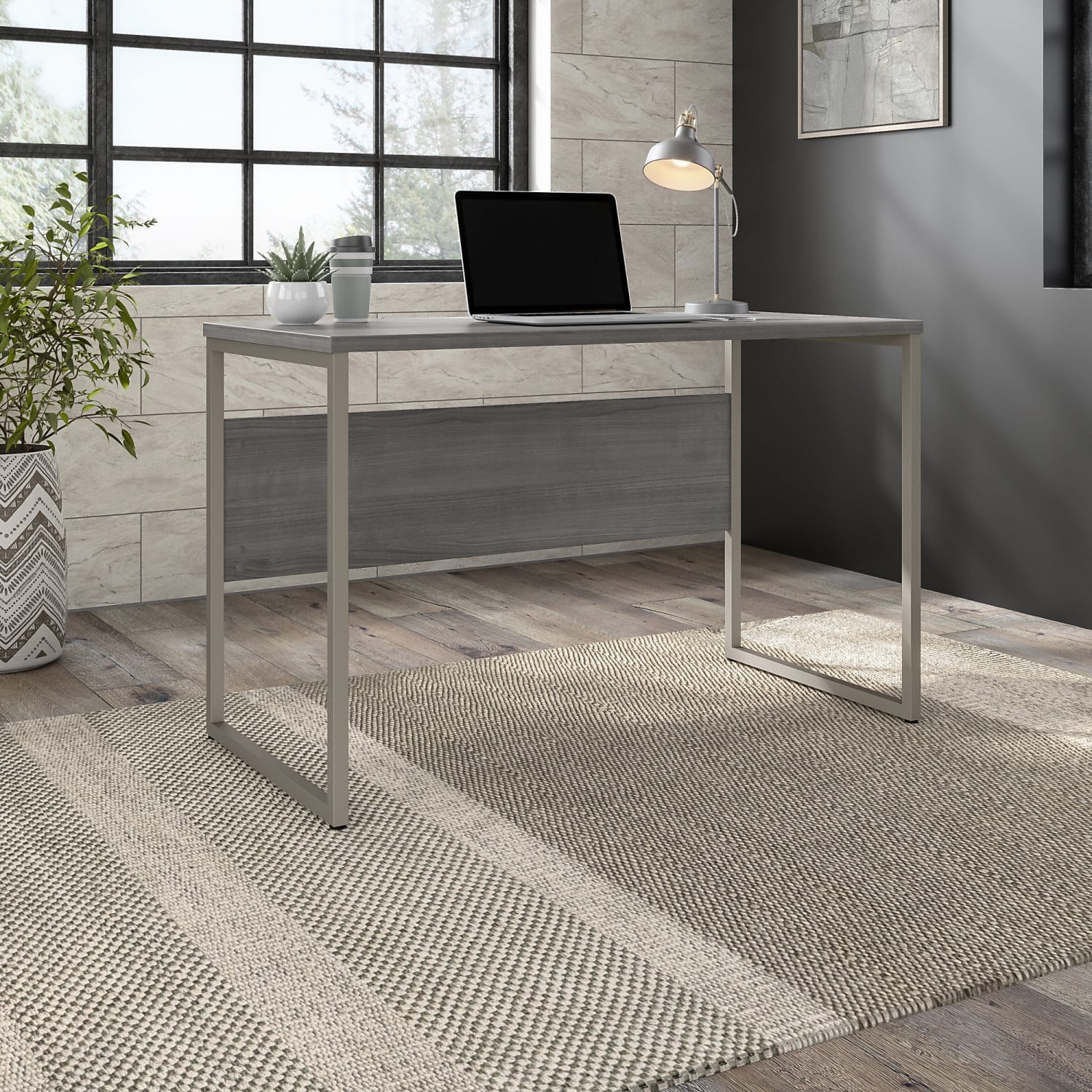 Bush Business Furniture Hybrid 48inW x 24inD Computer Table Desk With Metal Legs, Platinum Gray, Standard Delivery - Image 3