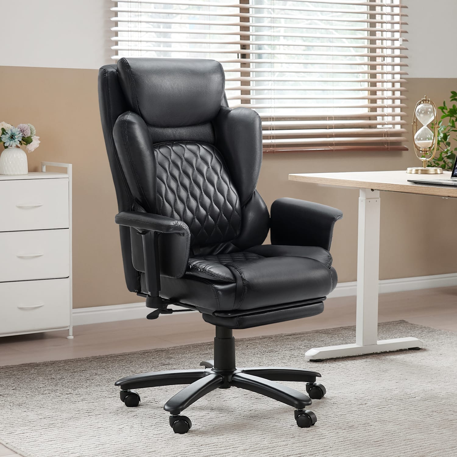 Bestier Ergonomic Faux Leather High-Back Executive Office Chair, Black - Image 3