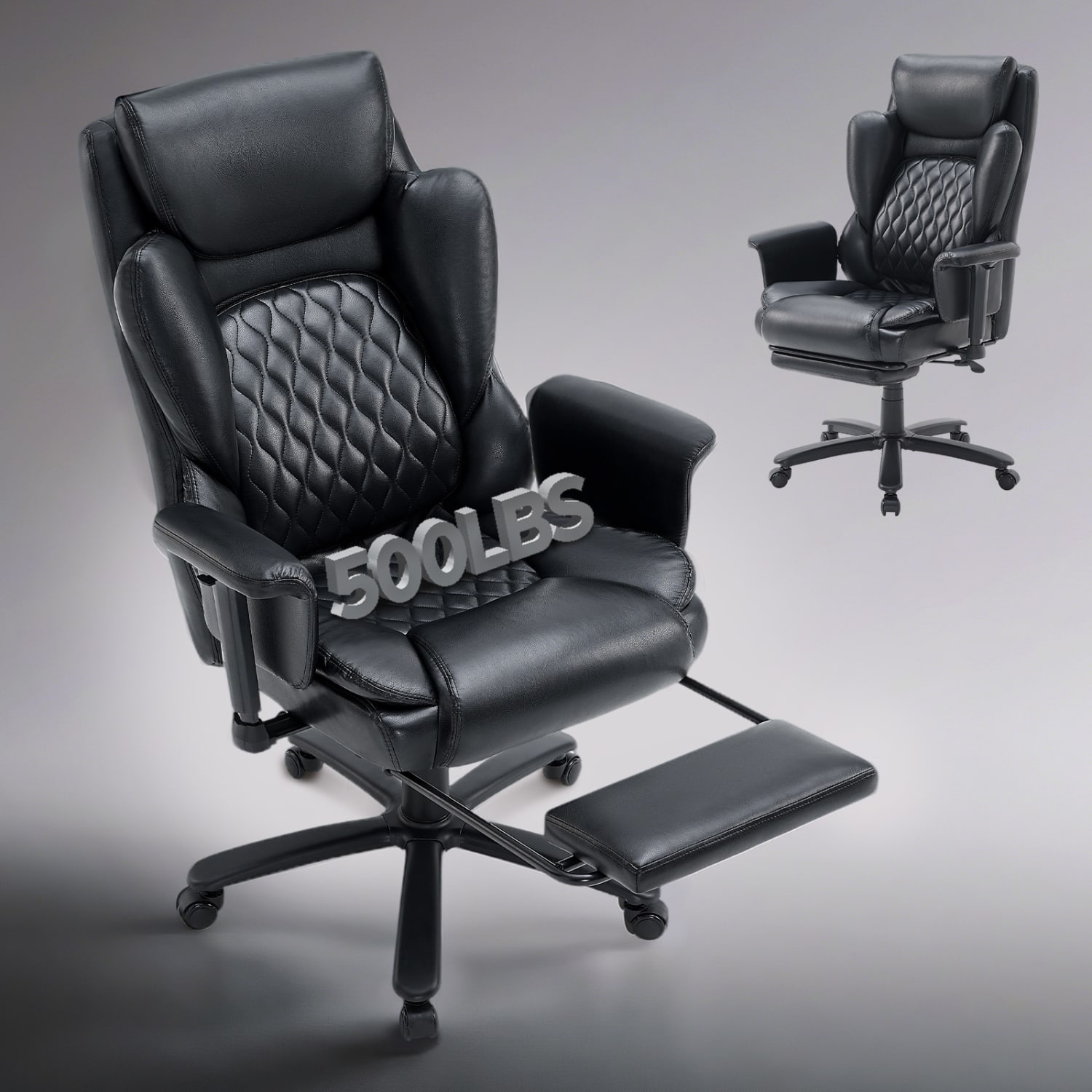 Bestier Ergonomic Faux Leather High-Back Executive Office Chair, Black - Image 7