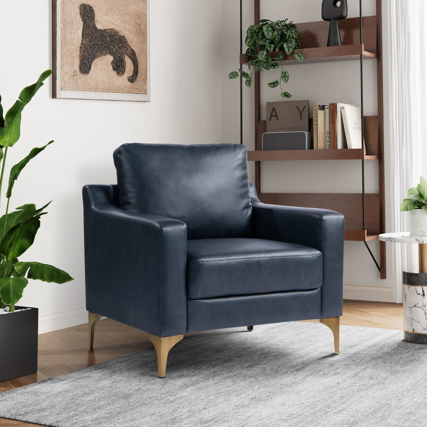 Serta Florence Faux Leather Guest Chair, Navy - Image 3