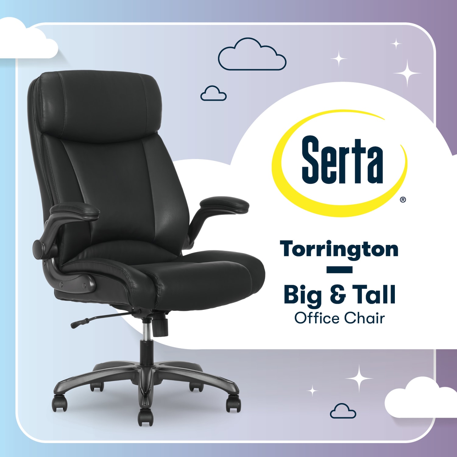 Serta® Torrington Ergonomic High-Back Faux Leather Big & Tall Executive Office Chair, Black, 52399BLK - Image 3
