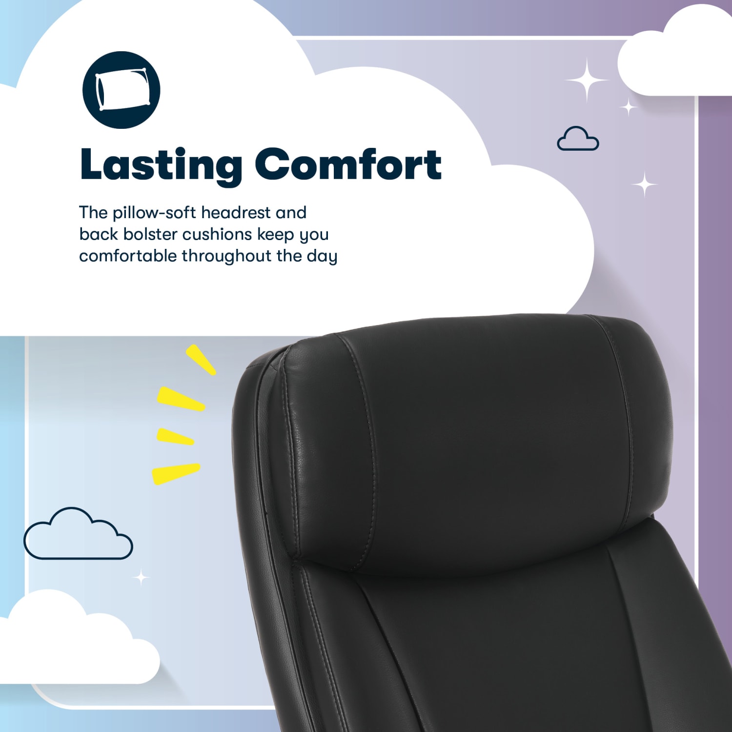 Serta® Torrington Ergonomic High-Back Faux Leather Big & Tall Executive Office Chair, Black, 52399BLK - Image 7