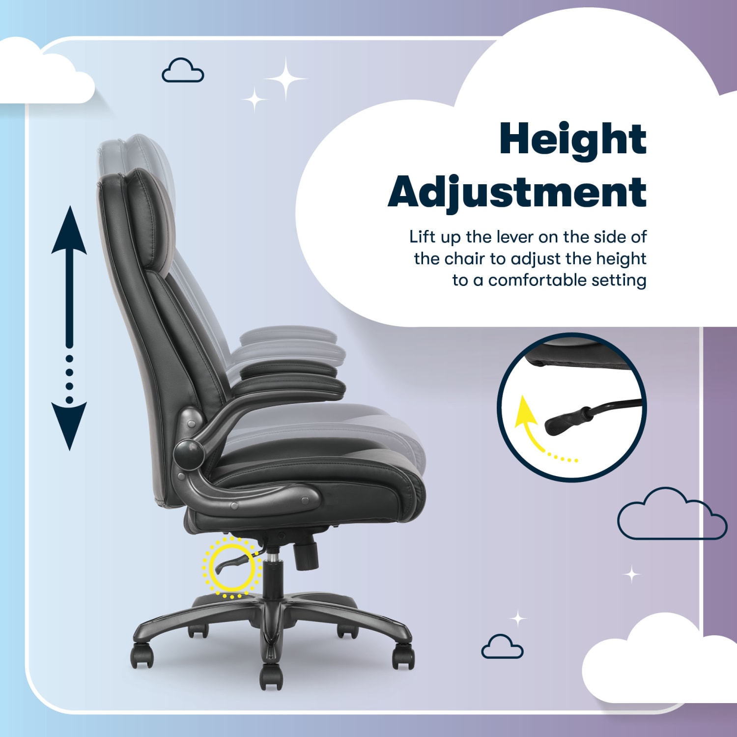 Serta® Torrington Ergonomic High-Back Faux Leather Big & Tall Executive Office Chair, Black, 52399BLK - Image 8