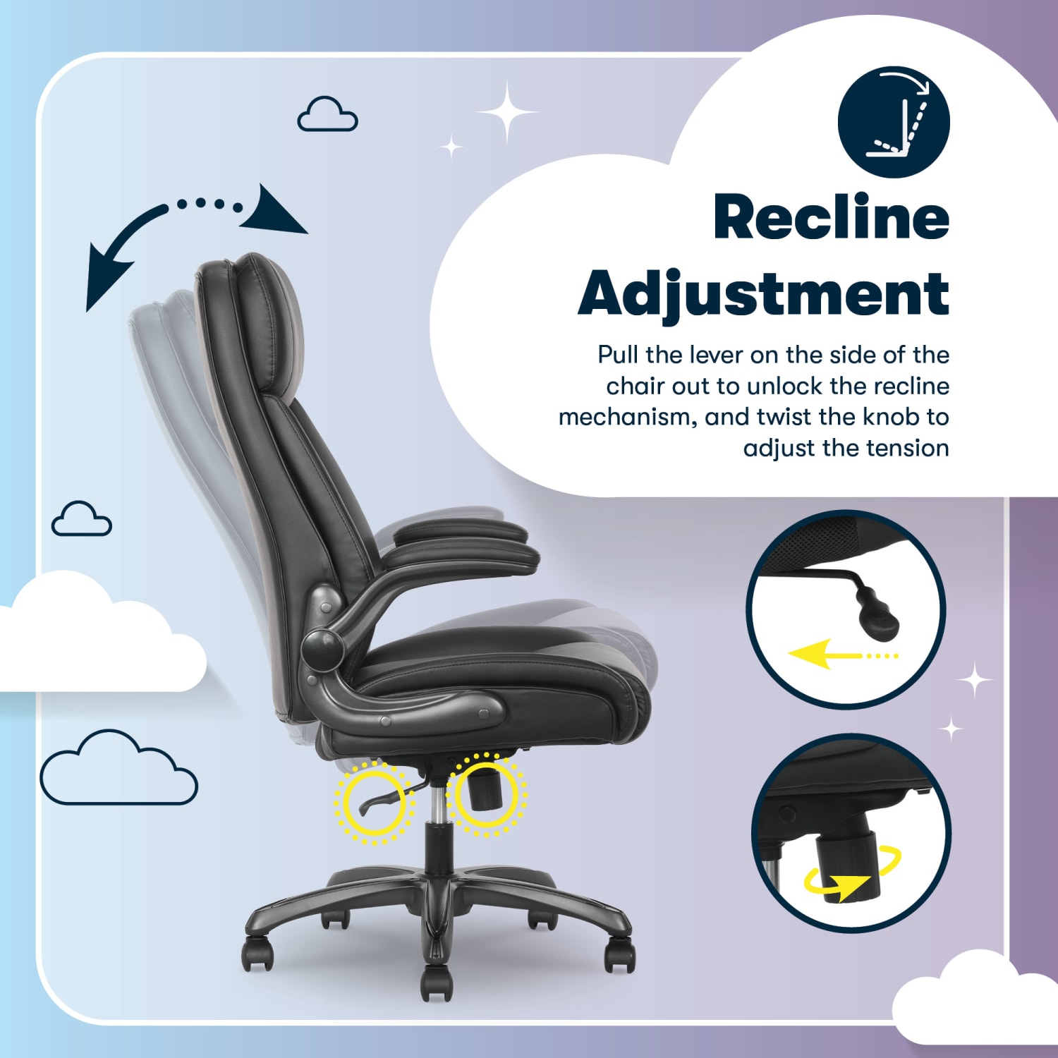 Serta® Torrington Ergonomic High-Back Faux Leather Big & Tall Executive Office Chair, Black, 52399BLK - Image 9