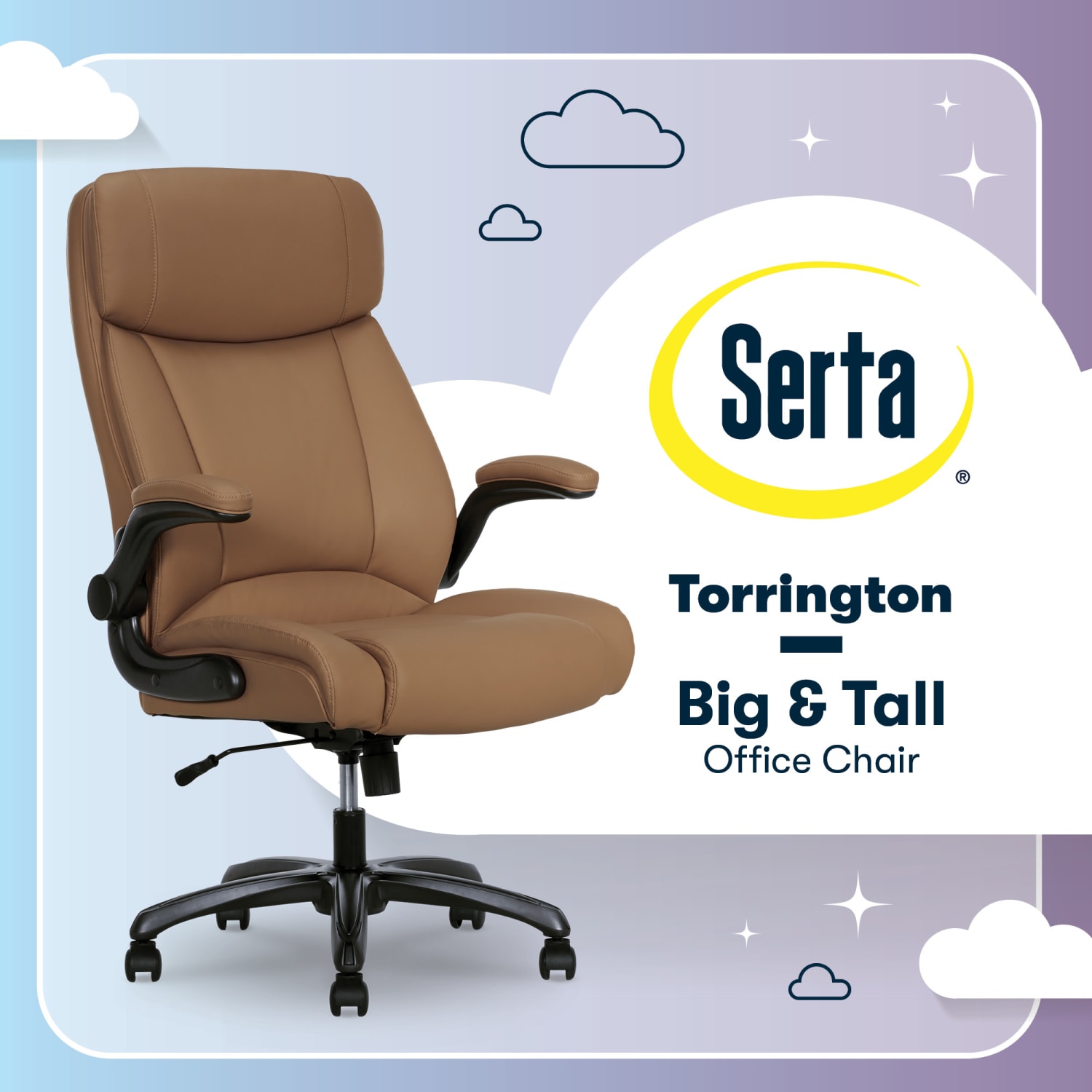 Serta Torrington Ergonomic High-Back Faux Leather Big & Tall Executive Office Chair, Light Tan - Image 3