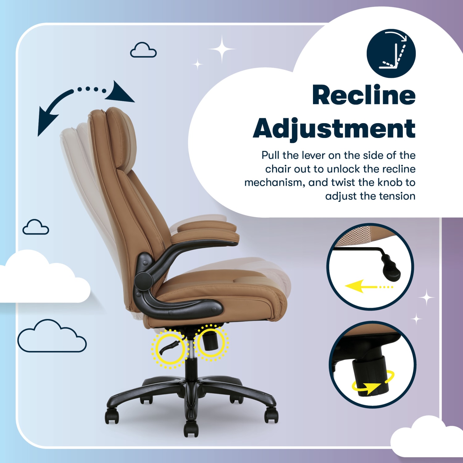 Serta® Torrington Ergonomic High-Back Faux Leather Big & Tall Executive Office Chair, Light Tan - Image 8